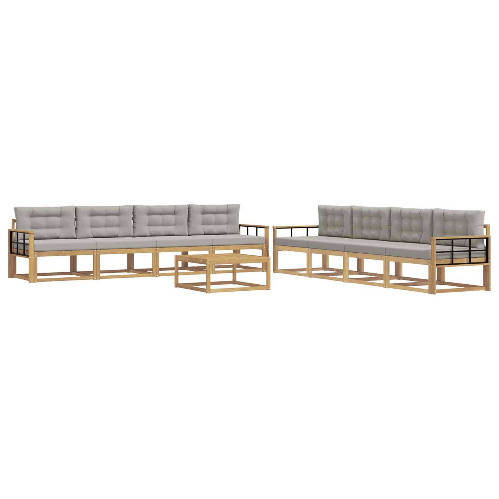 vidaXL Outdoor-Sofagarnitur 9 pcs Weiß und Hellgrau 79 x 79 x 37 cm