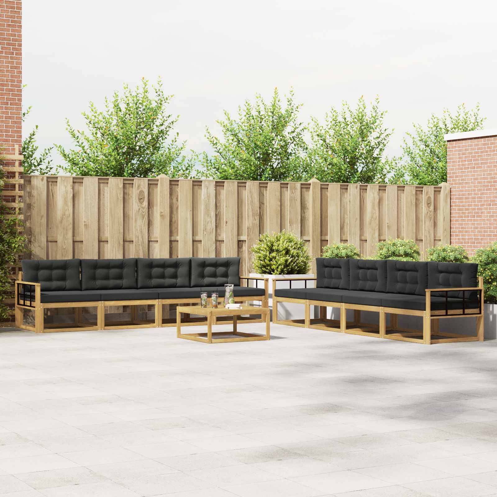 vidaXL Outdoor-Sofagarnitur 9 pcs Weiß und Anthrazit 79 x 79 x 37 cm