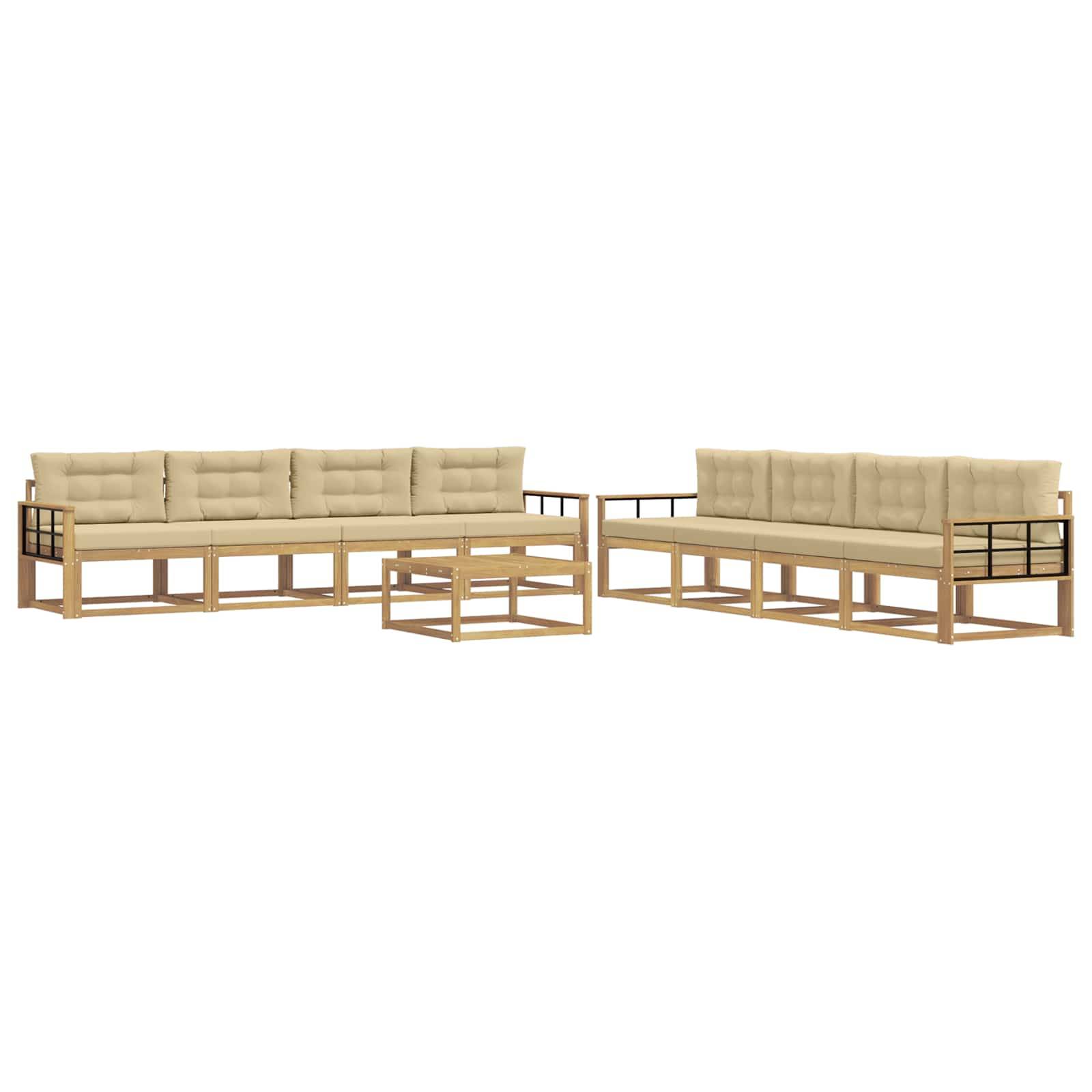 vidaXL Outdoor-Sofagarnitur 9 pcs Weiß und Beige 79 x 79 x 37 cm