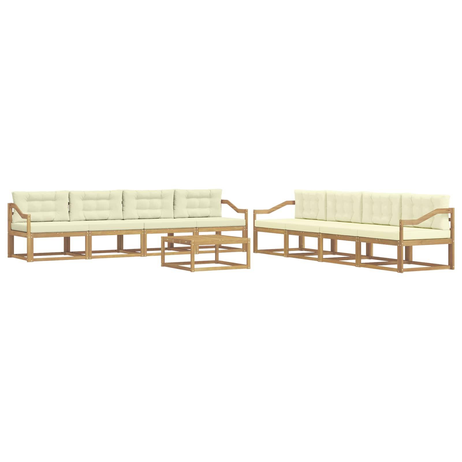 vidaXL Outdoor-Sofagarnitur 9 pcs Weiß und Creme 79 x 79 x 37 cm
