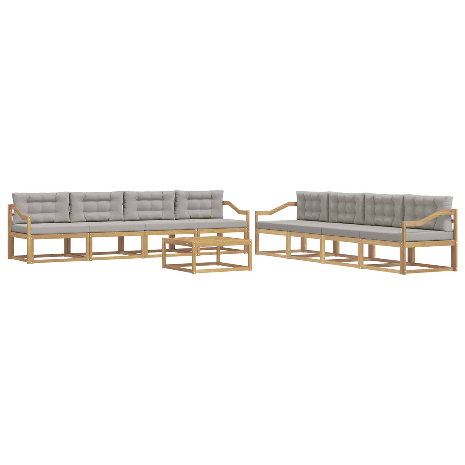 vidaXL Outdoor-Sofagarnitur 9 pcs Weiß und Hellgrau 79 x 79 x 37 cm