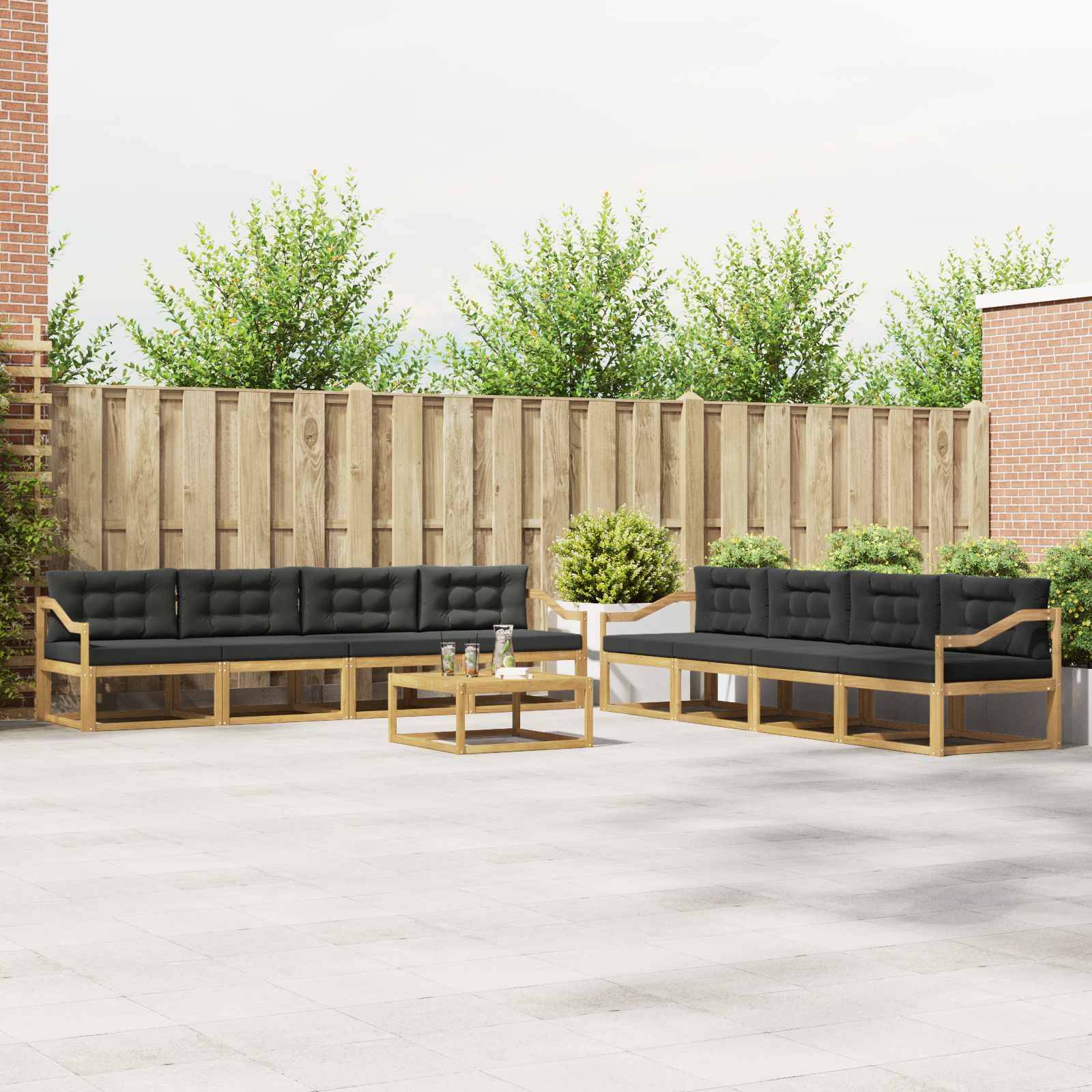 vidaXL Outdoor-Sofagarnitur 9 pcs Weiß und Anthrazit 79 x 79 x 37 cm