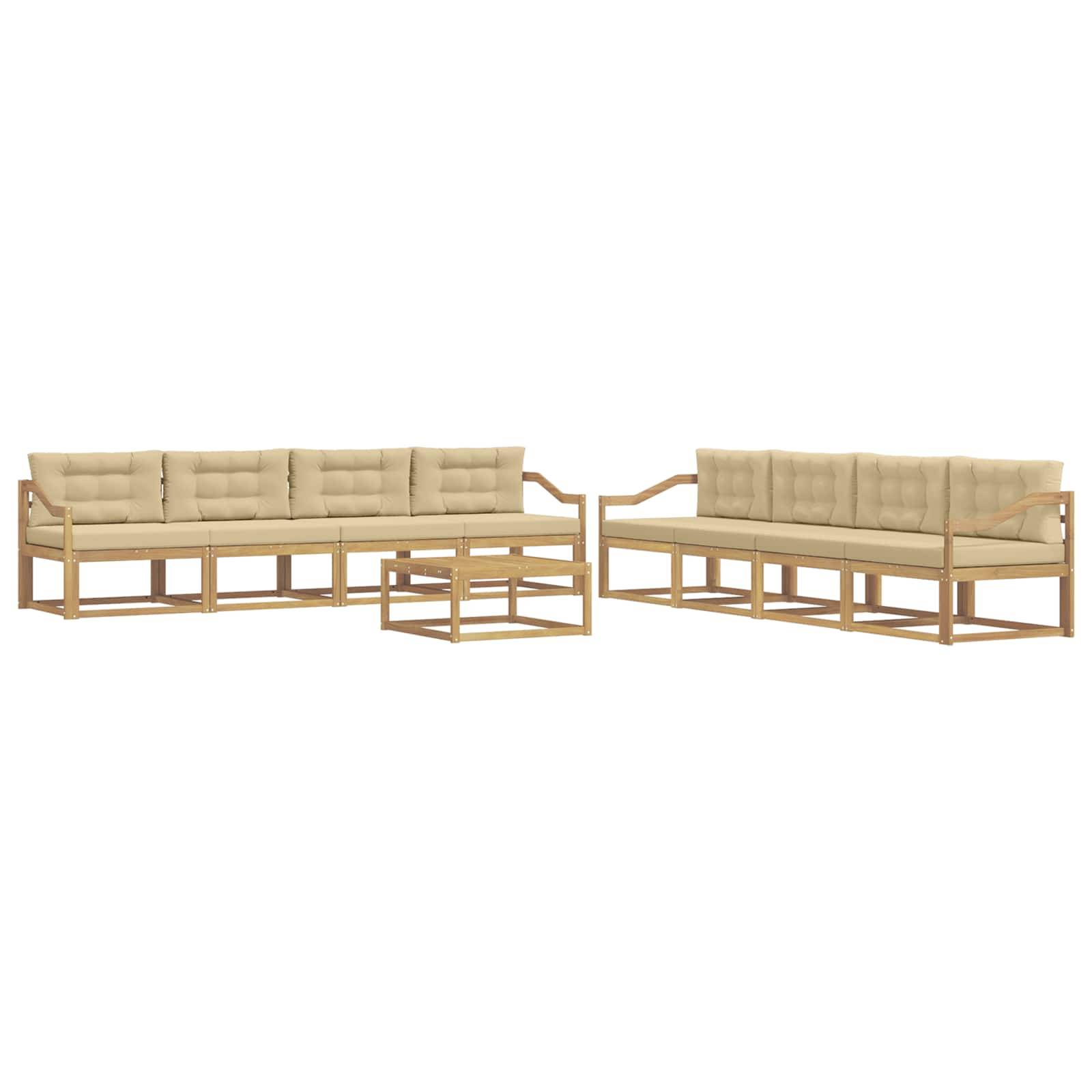 vidaXL Outdoor-Sofagarnitur 9 pcs Weiß und Beige 79 x 79 x 37 cm