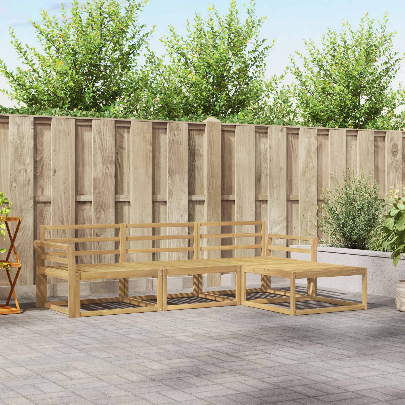 vidaXL Outdoor-Sofagarnitur 4 pcs Weiß 254 x 162,5 x 73 cm