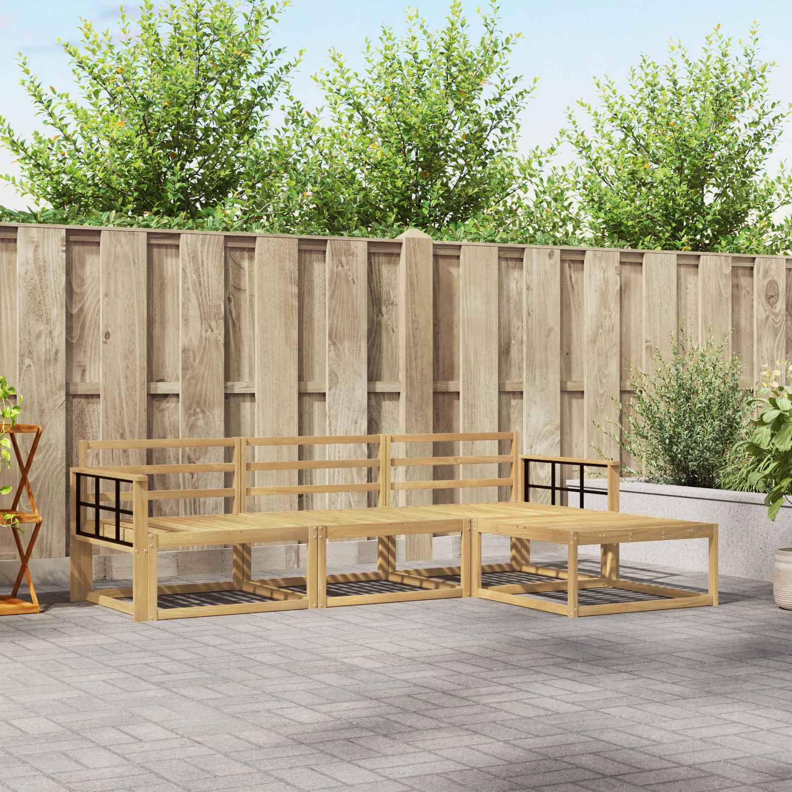 vidaXL Outdoor-Sofagarnitur 4 pcs Weiß 249,5 x 162,5 x 73 cm