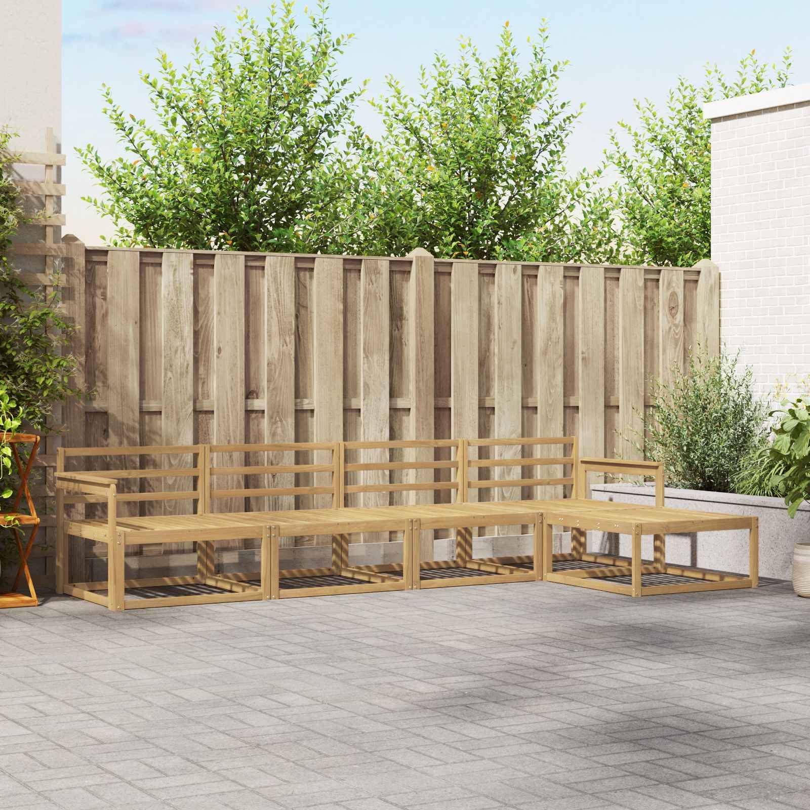 vidaXL Outdoor-Sofagarnitur 5 pcs Weiß 329 x 162,5 x 73 cm
