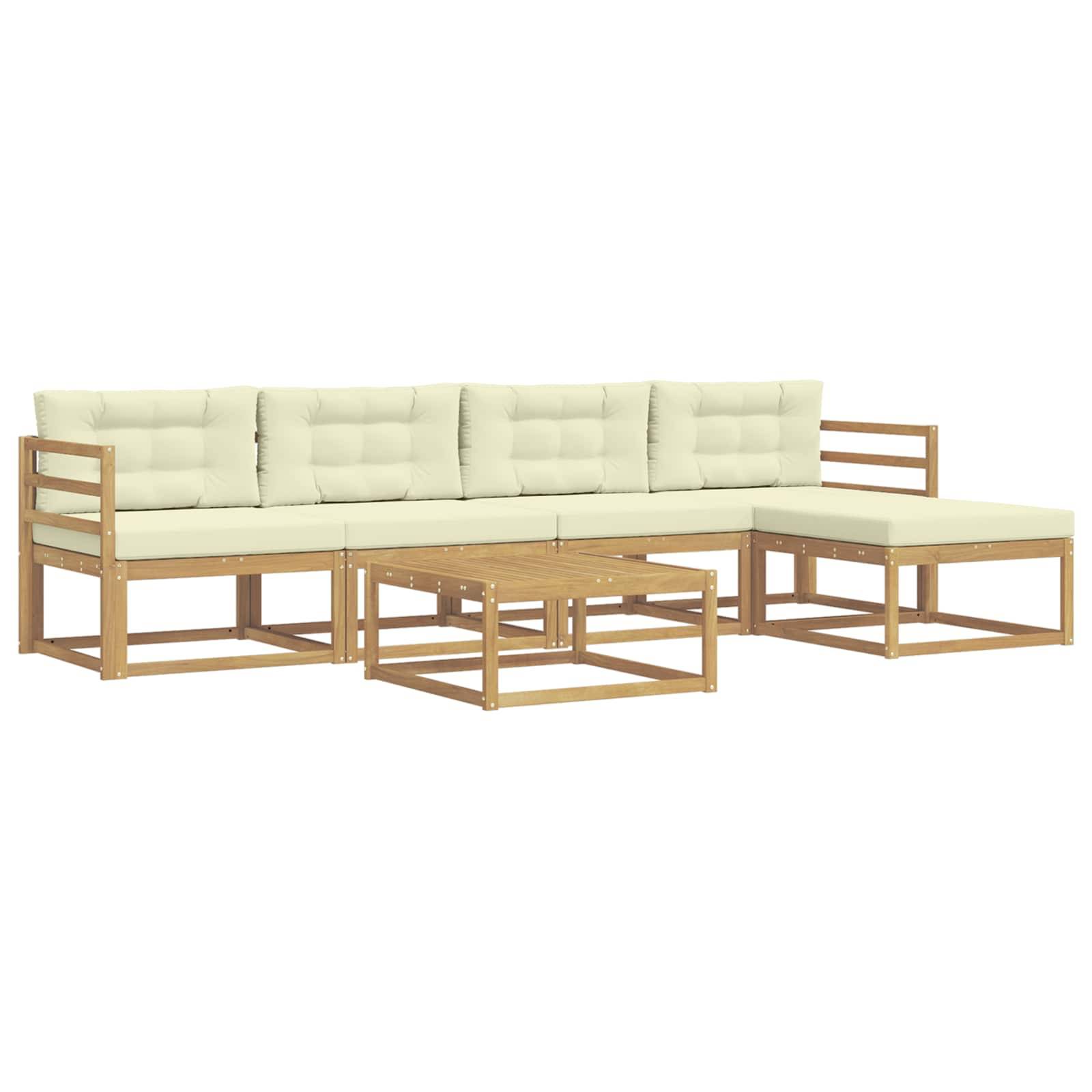 vidaXL Outdoor-Sofagarnitur 6 pcs Weiß und Creme 79 x 79 x 37 cm