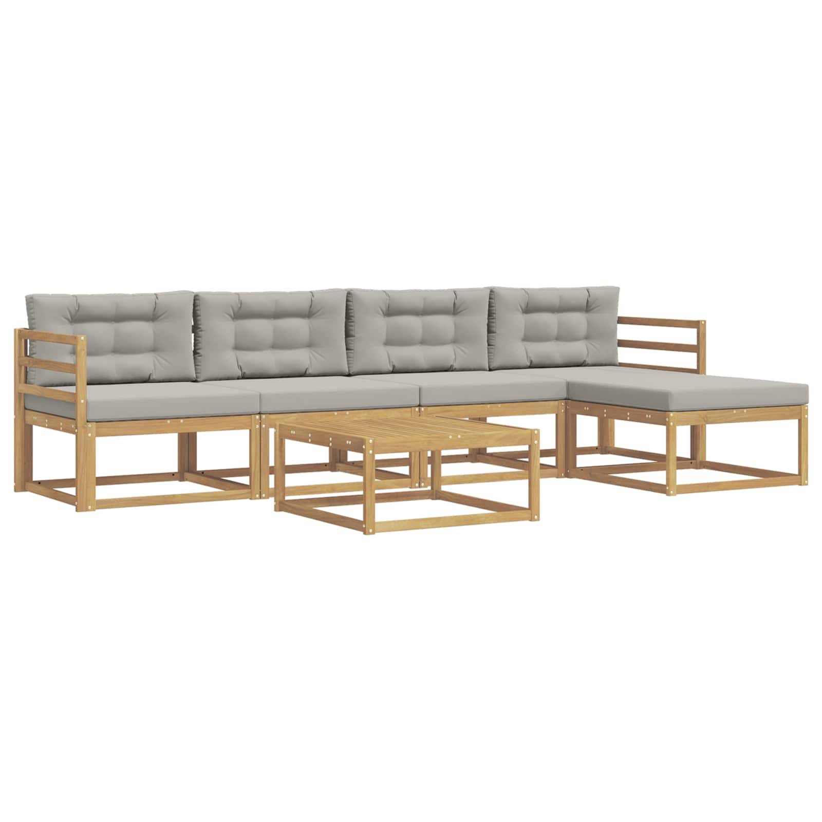 vidaXL Outdoor-Sofagarnitur 6 pcs Weiß und Hellgrau 79 x 79 x 37 cm