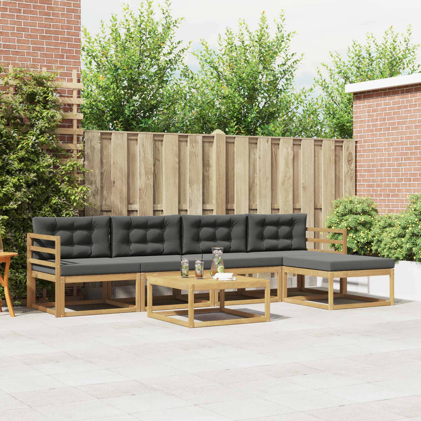 vidaXL Outdoor-Sofagarnitur 6 pcs Weiß und Anthrazit 79 x 79 x 37 cm