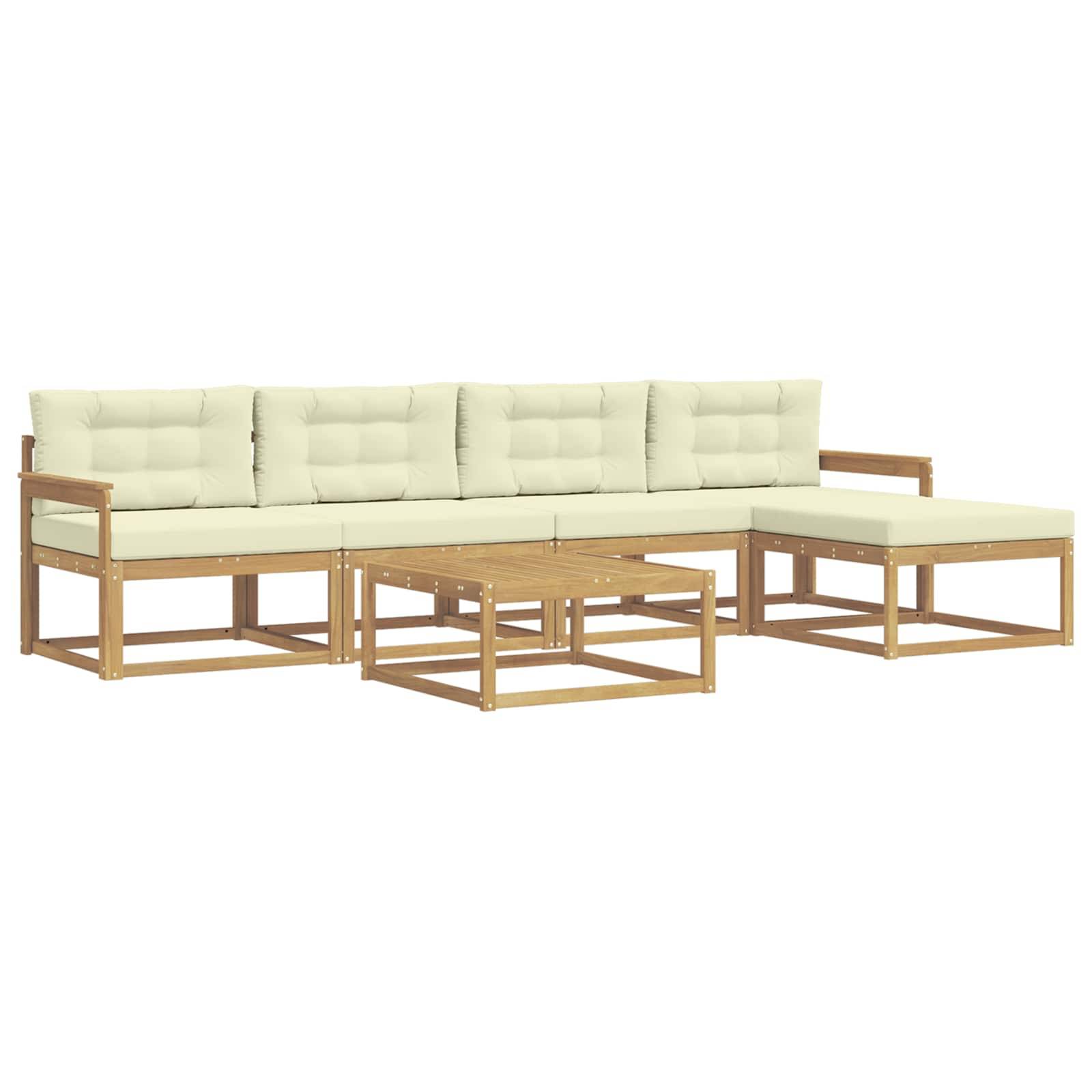 vidaXL Outdoor-Sofagarnitur 6 pcs Weiß und Creme 79 x 79 x 37 cm