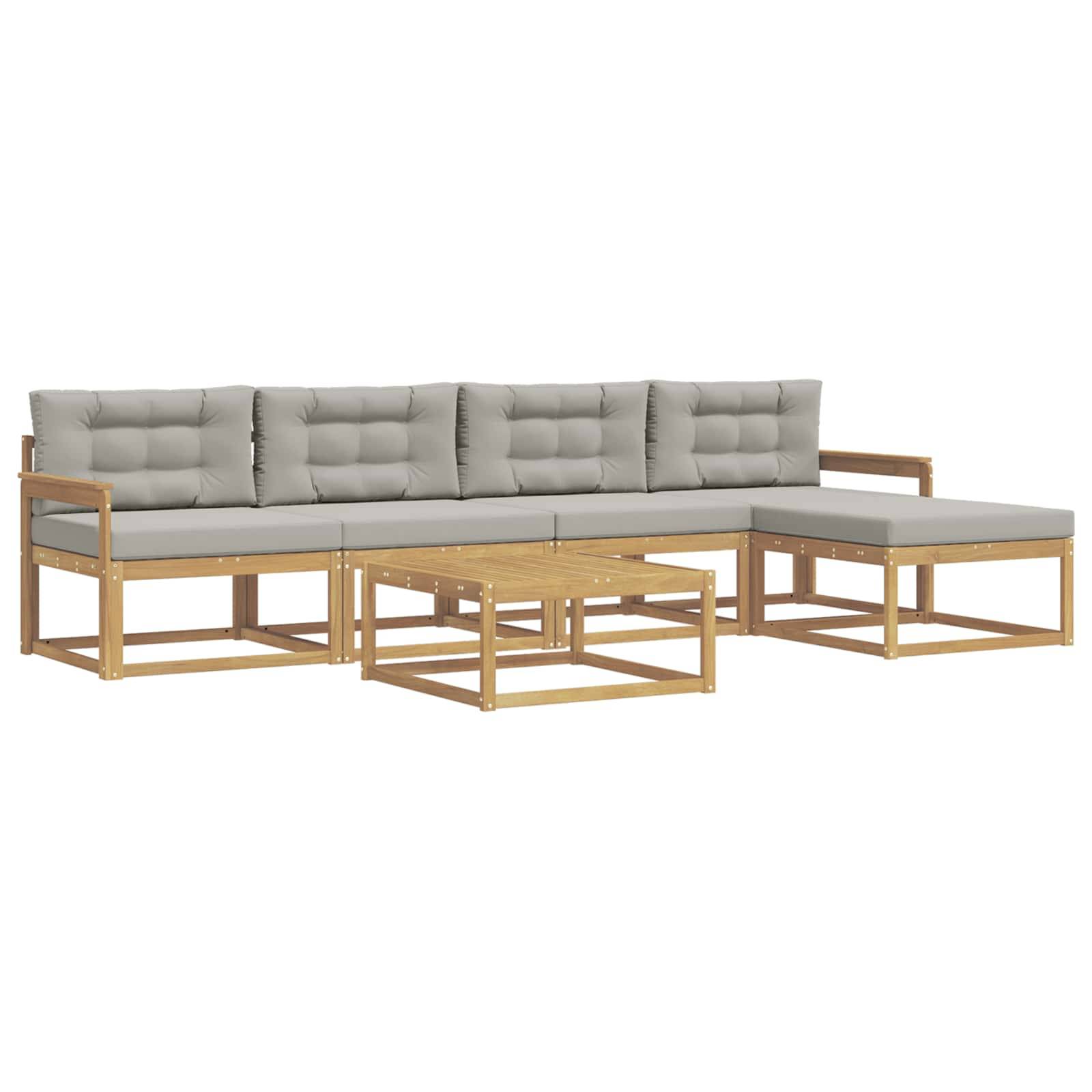 vidaXL Outdoor-Sofagarnitur 6 pcs Weiß und Hellgrau 79 x 79 x 37 cm