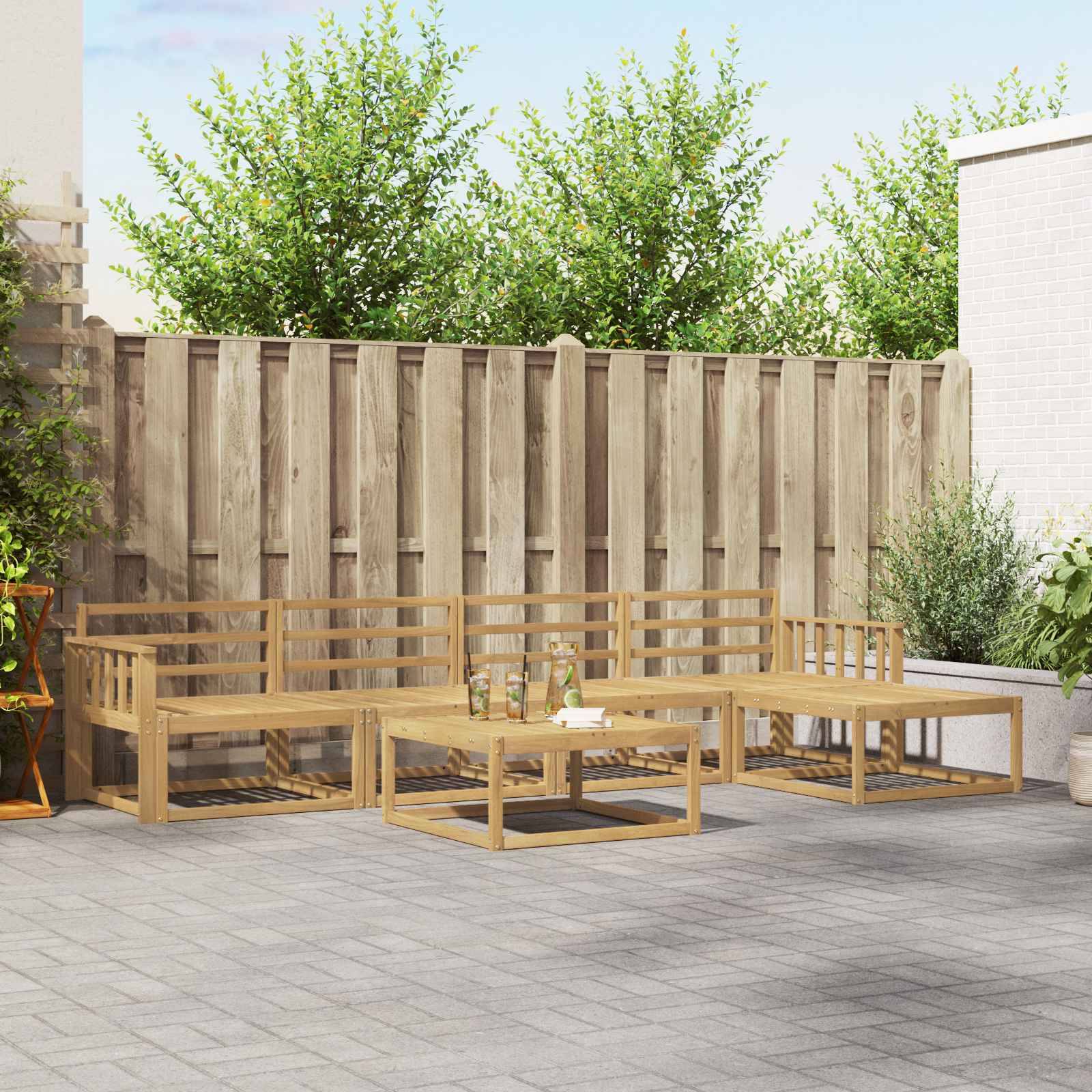 vidaXL Outdoor-Sofagarnitur 6 pcs Weiß 79 x 79 x 37 cm