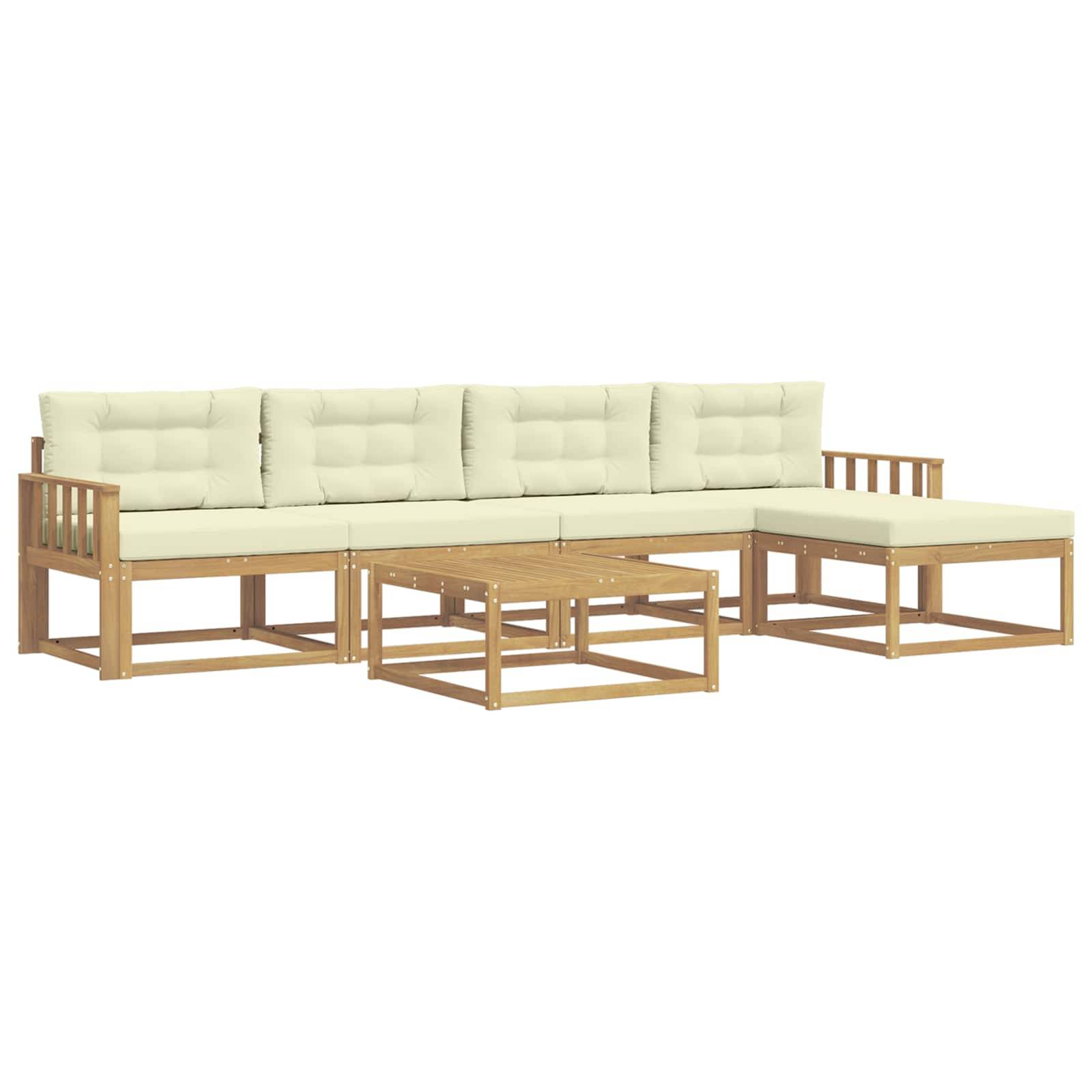 vidaXL Outdoor-Sofagarnitur 6 pcs Weiß und Creme 79 x 79 x 37 cm