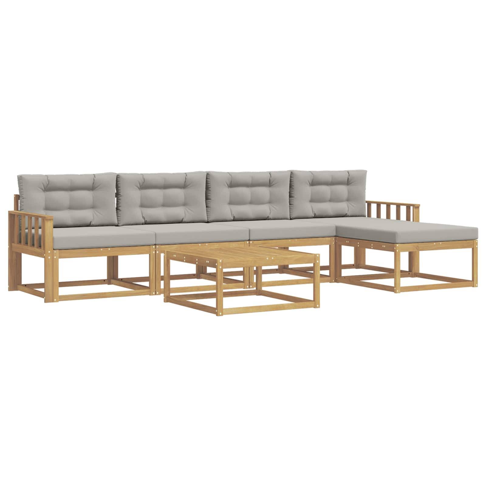 vidaXL Outdoor-Sofagarnitur 6 pcs Weiß und Hellgrau 79 x 79 x 37 cm
