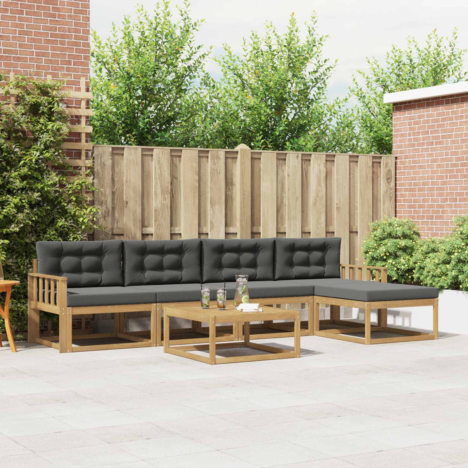 vidaXL Outdoor-Sofagarnitur 6 pcs Weiß und Anthrazit 79 x 79 x 37 cm