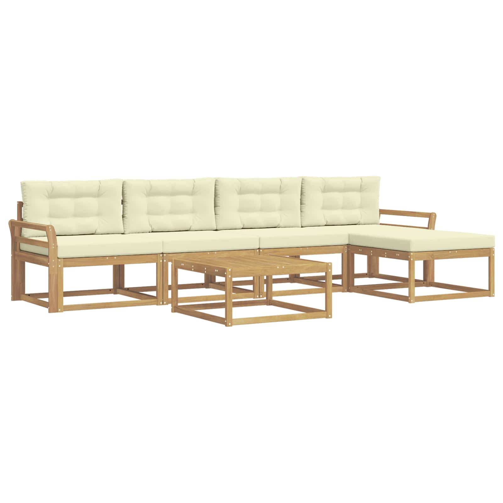 vidaXL Outdoor-Sofagarnitur 6 pcs Weiß und Creme 79 x 79 x 37 cm