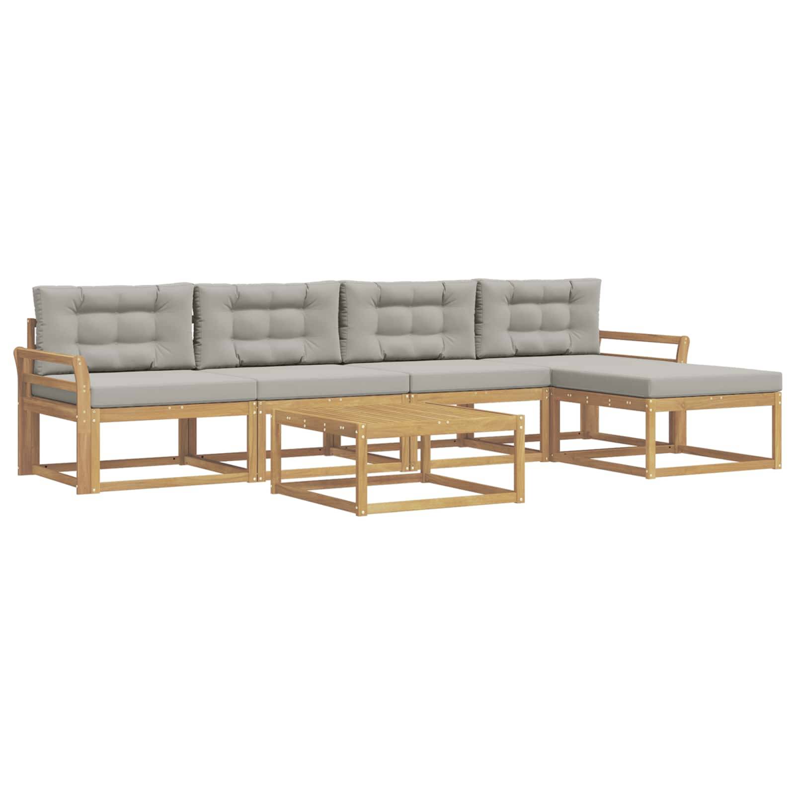 vidaXL Outdoor-Sofagarnitur 6 pcs Weiß und Hellgrau 79 x 79 x 37 cm