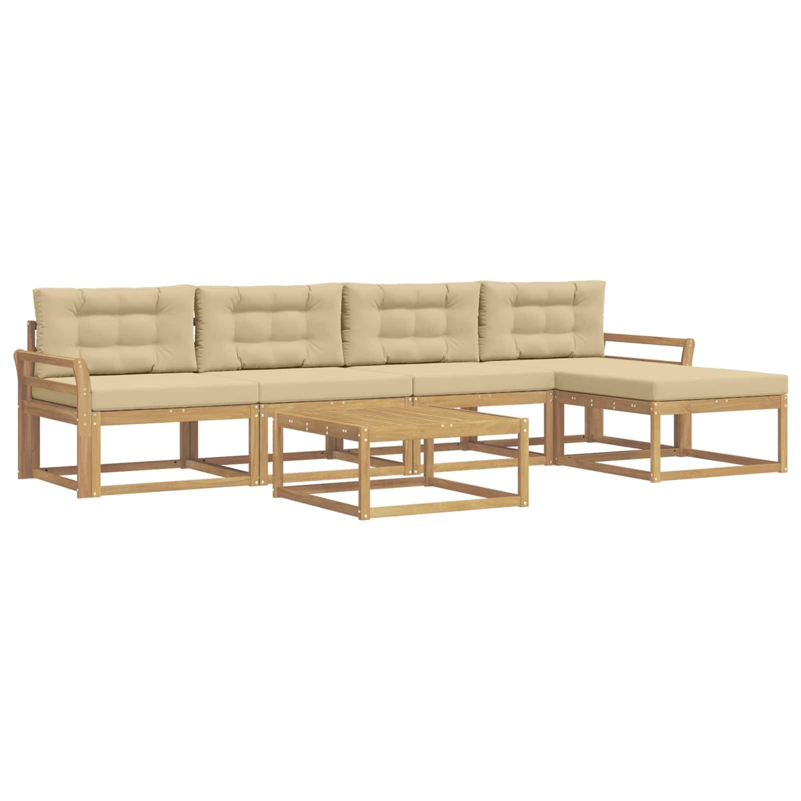 vidaXL Outdoor-Sofagarnitur 6 pcs Weiß und Beige 79 x 79 x 37 cm