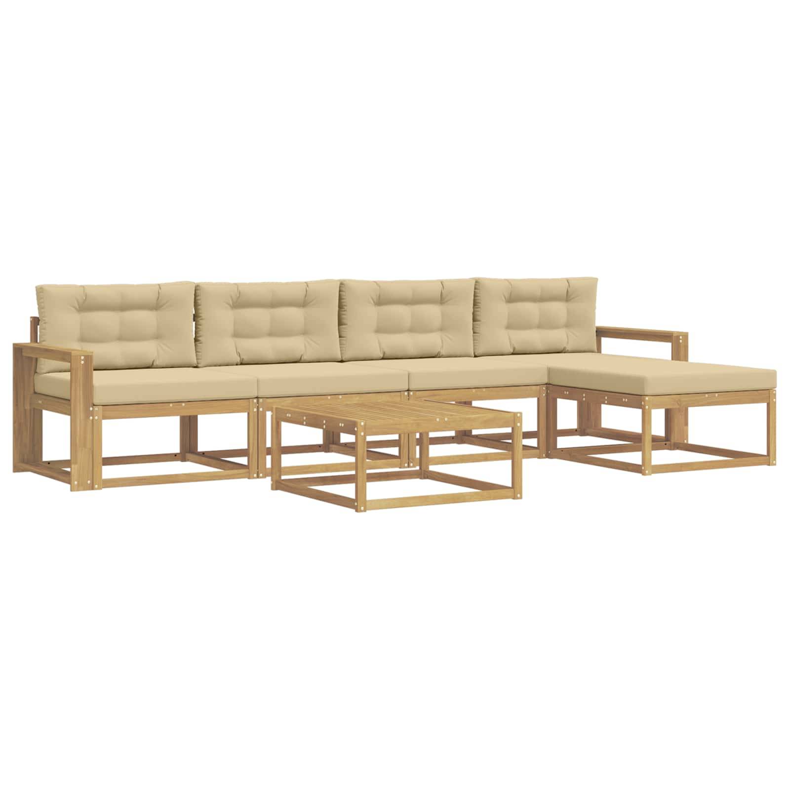 vidaXL Outdoor-Sofagarnitur 6 pcs Weiß und Beige 79 x 79 x 37 cm