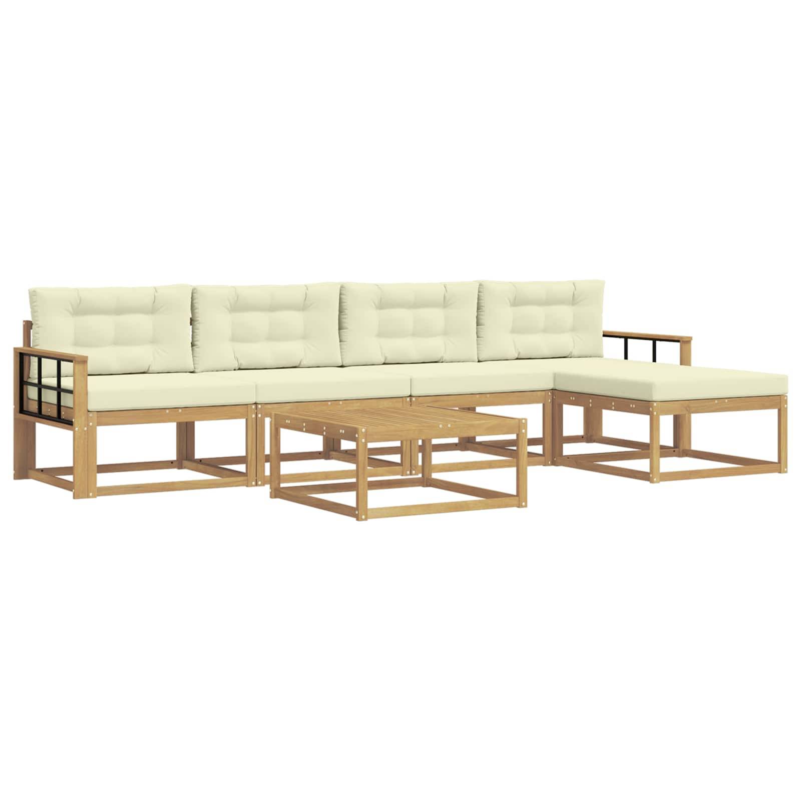 vidaXL Outdoor-Sofagarnitur 6 pcs Weiß und Creme 79 x 79 x 37 cm
