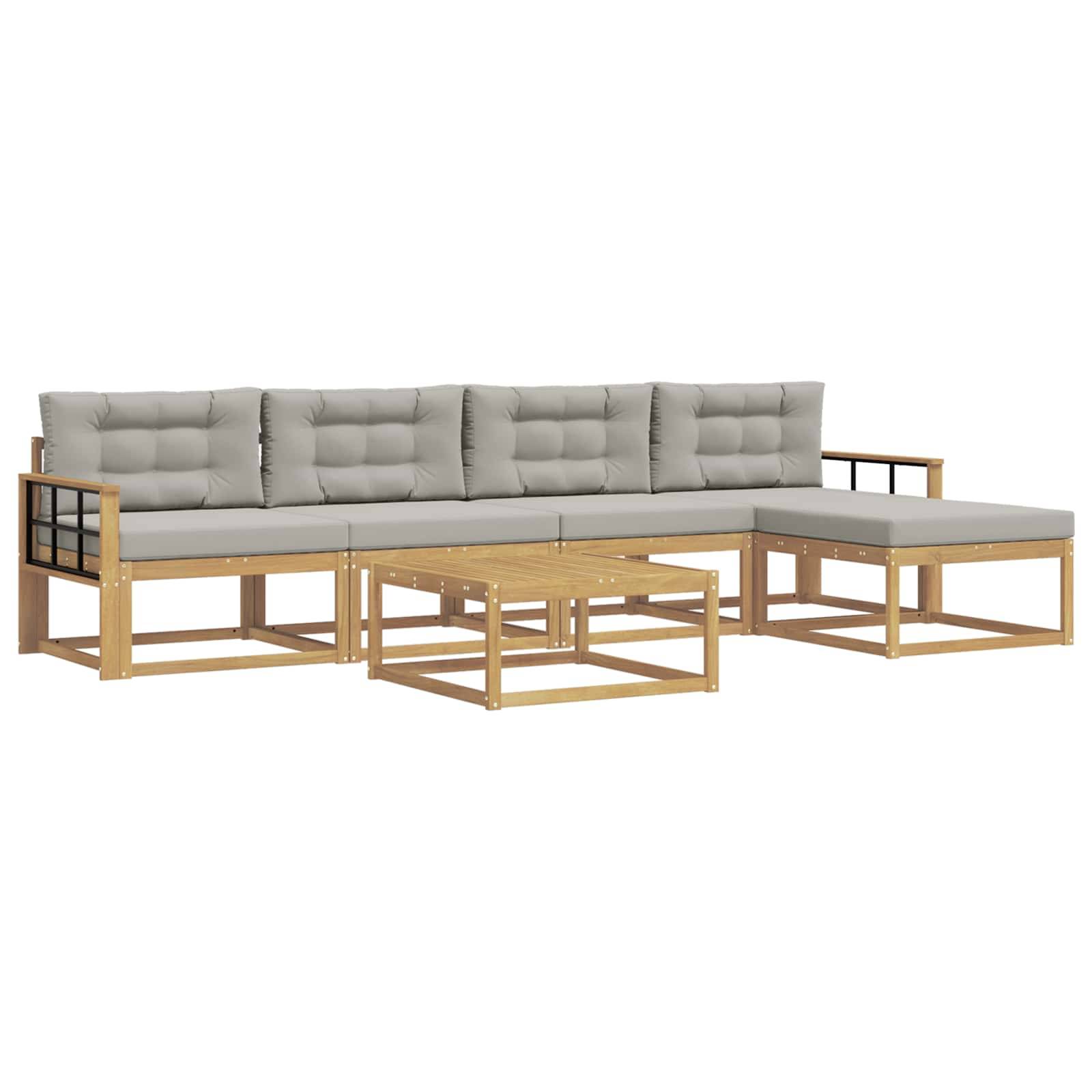 vidaXL Outdoor-Sofagarnitur 6 pcs Weiß und Hellgrau 79 x 79 x 37 cm