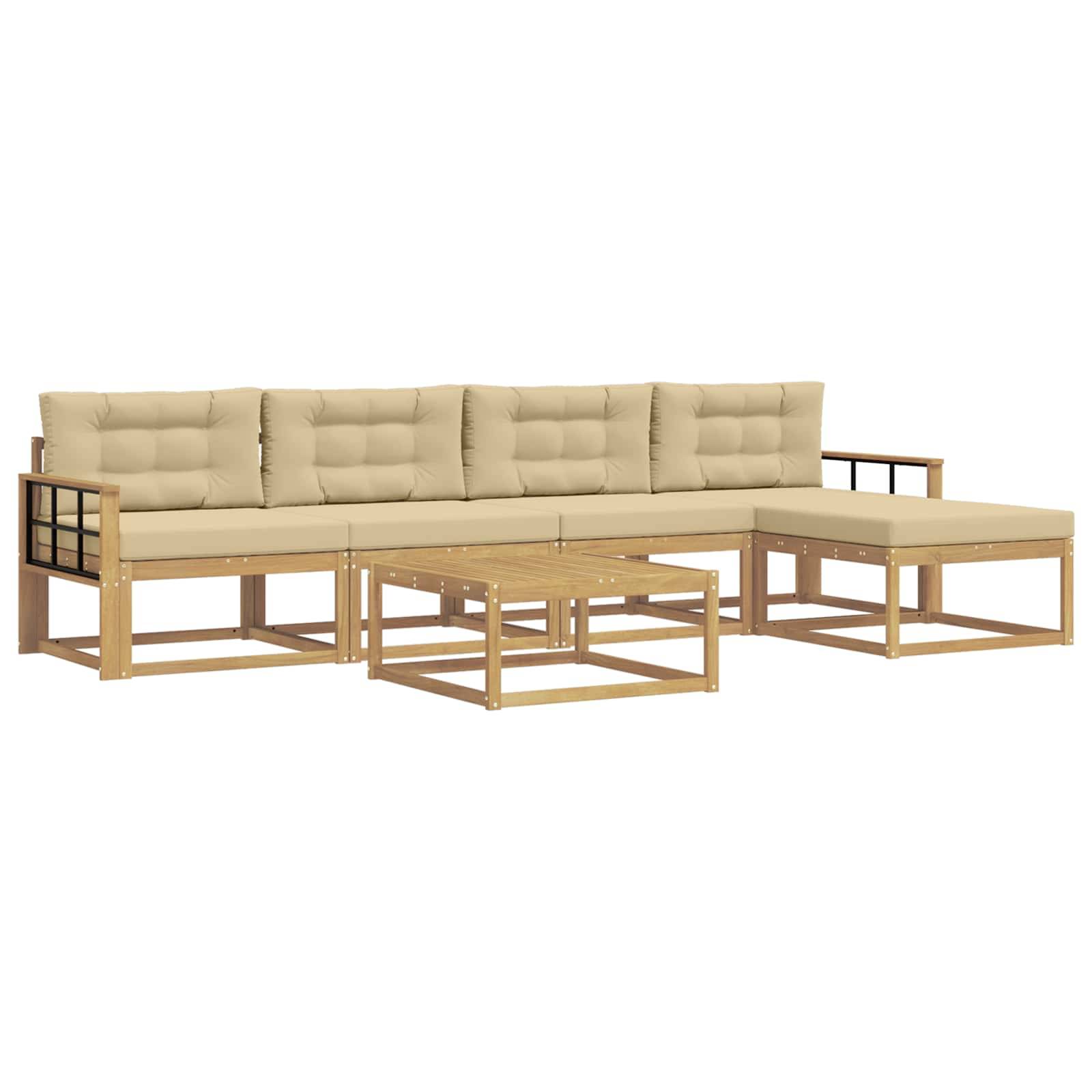 vidaXL Outdoor-Sofagarnitur 6 pcs Weiß und Beige 79 x 79 x 37 cm