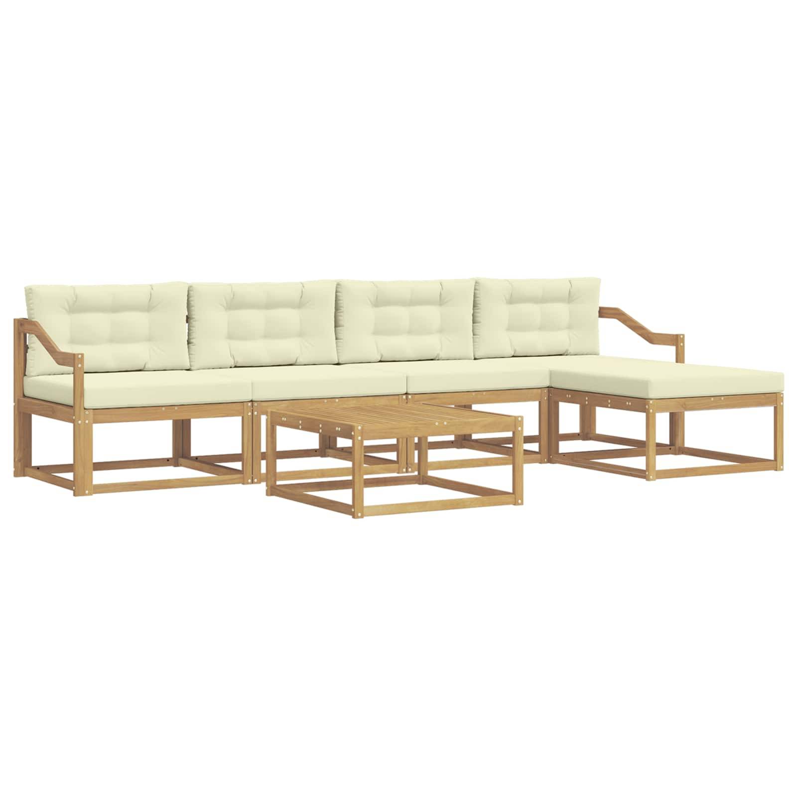 vidaXL Outdoor-Sofagarnitur 6 pcs Weiß und Creme 79 x 79 x 37 cm