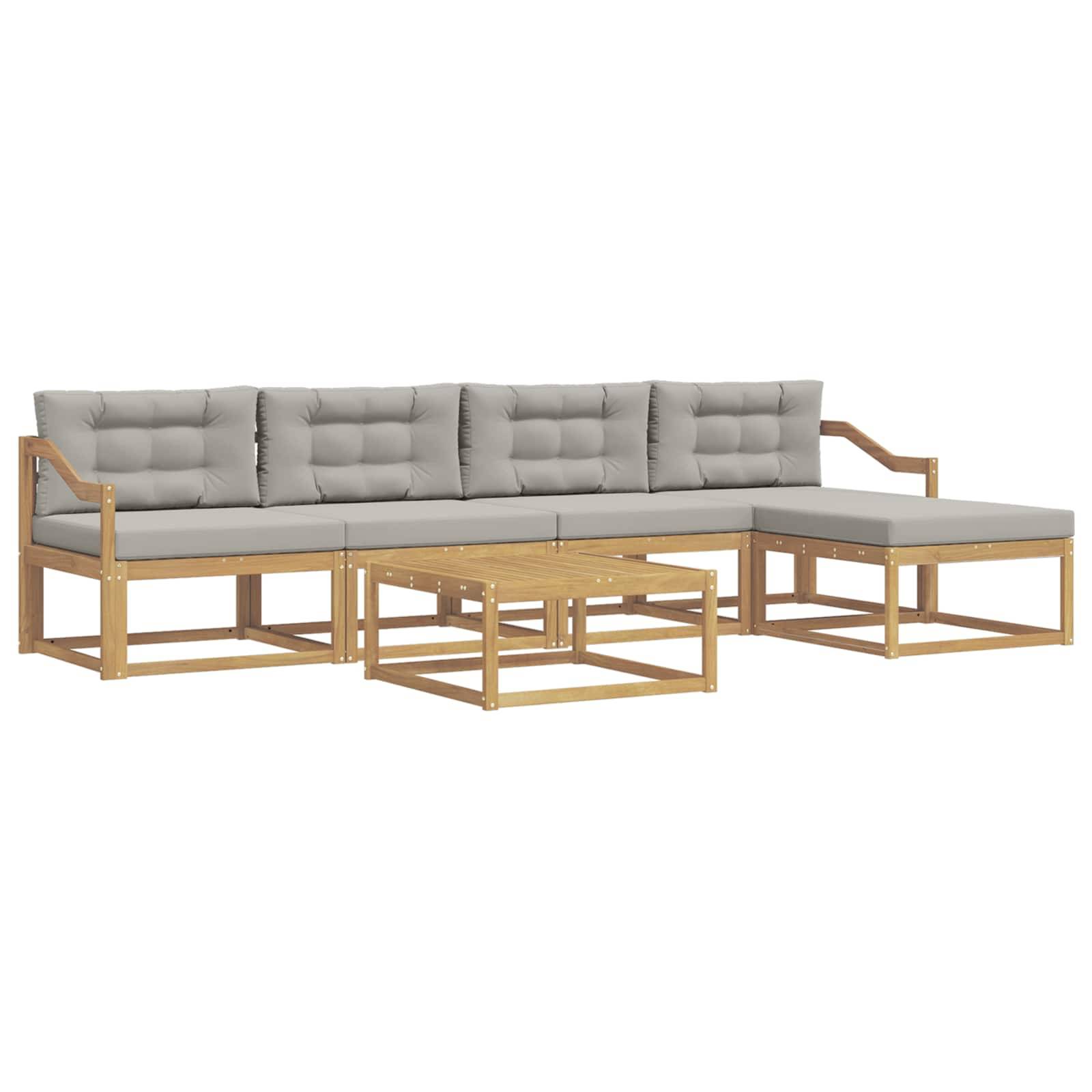 vidaXL Outdoor-Sofagarnitur 6 pcs Weiß und Hellgrau 79 x 79 x 37 cm