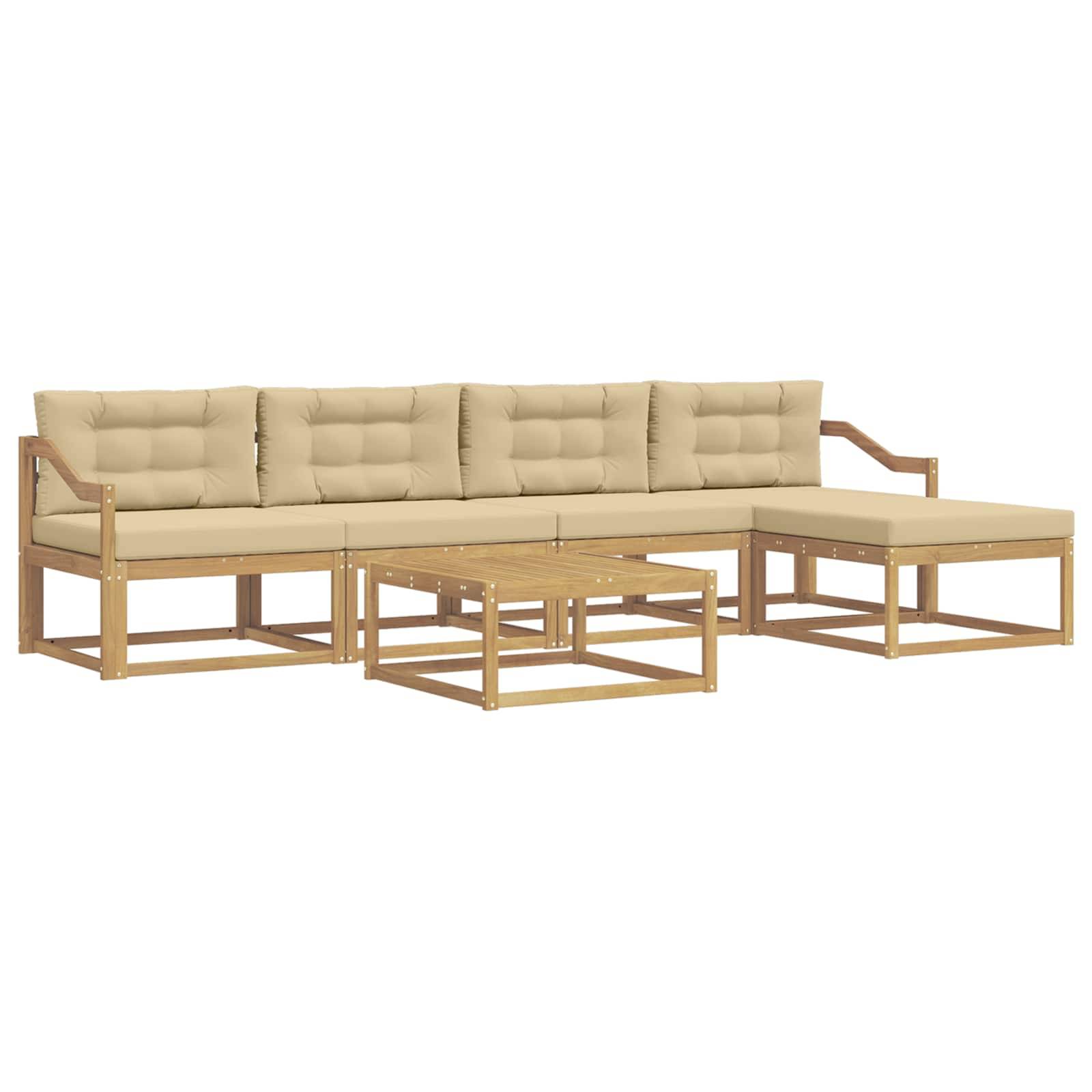 vidaXL Outdoor-Sofagarnitur 6 pcs Weiß und Beige 79 x 79 x 37 cm