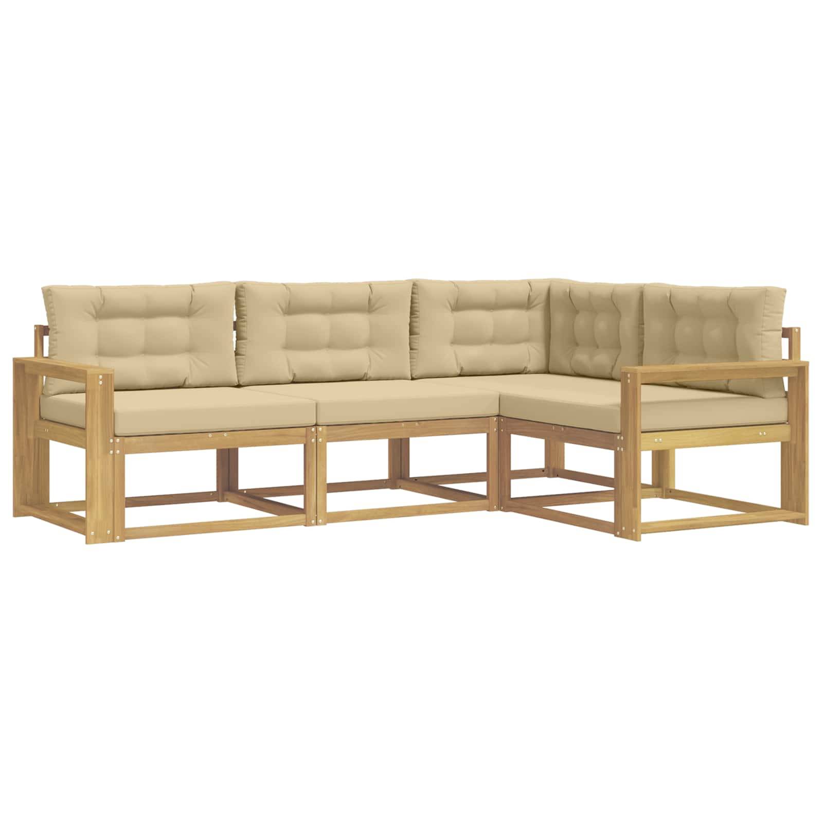 vidaXL Outdoor-Sofagarnitur mit Kissen 3 pcs Weiß und Beige Polyester