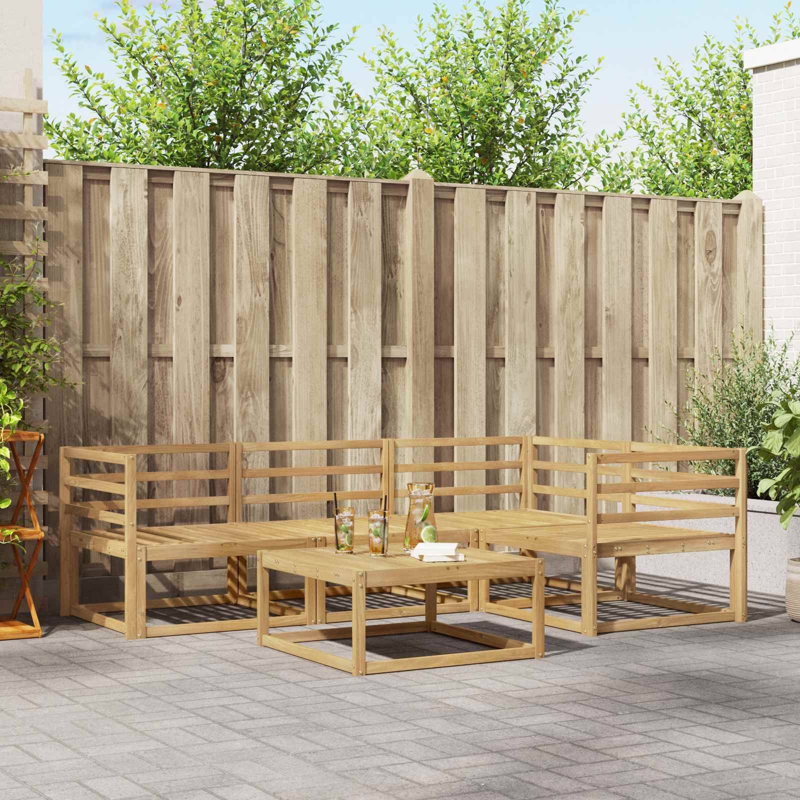 vidaXL Outdoor-Sofagarnitur 5 pcs Weiß 79 x 79 x 37 cm