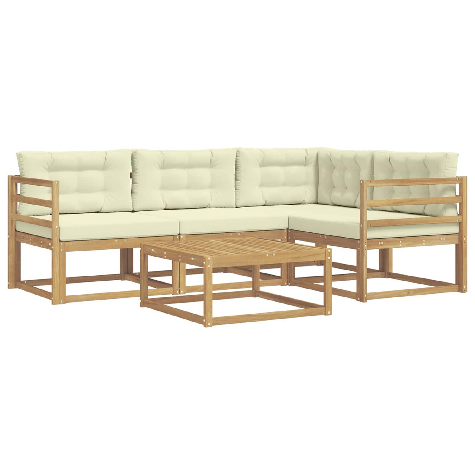 vidaXL Outdoor-Sofagarnitur 5 pcs Weiß und Creme 79 x 79 x 37 cm