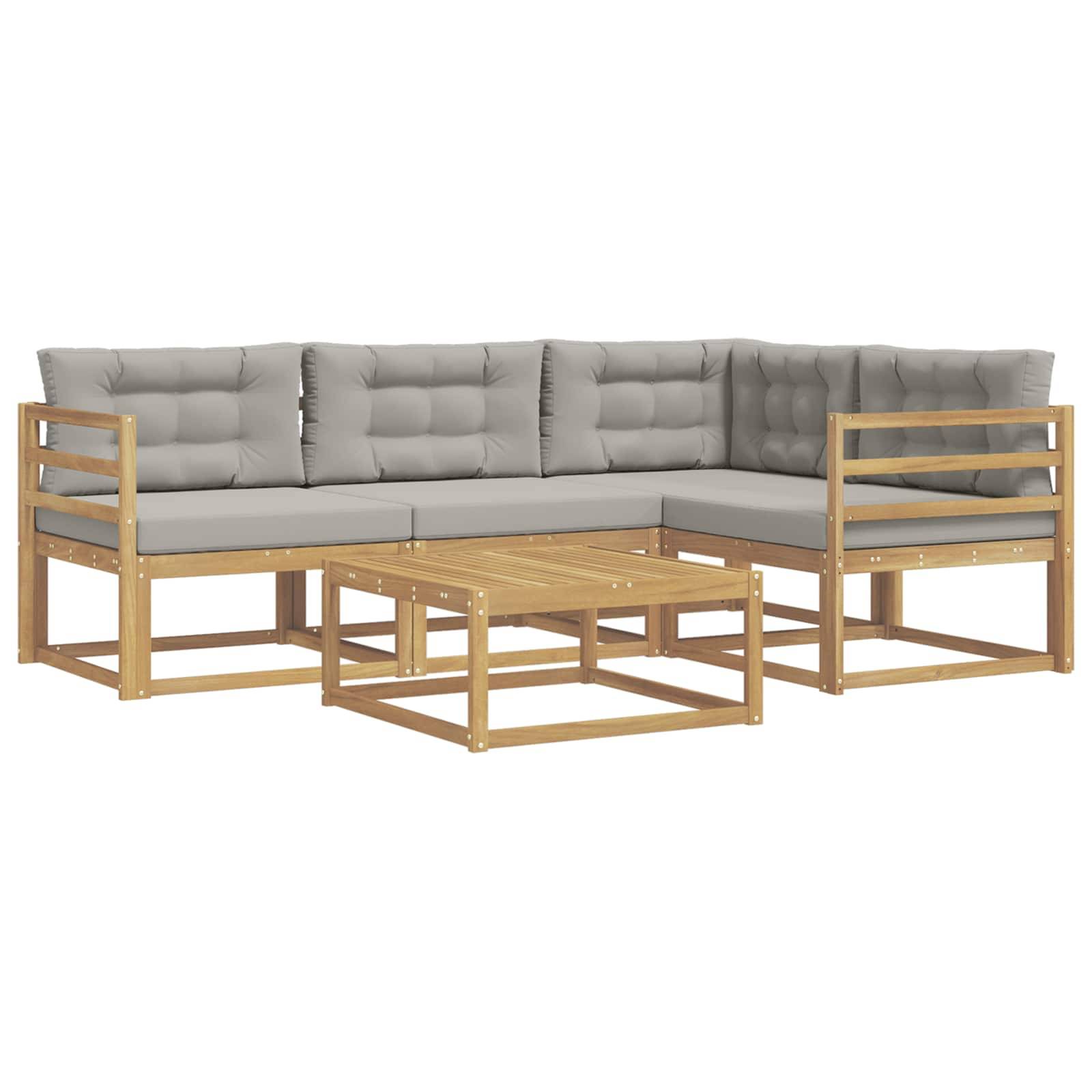 vidaXL Outdoor-Sofagarnitur 5 pcs Weiß und Hellgrau 79 x 79 x 37 cm
