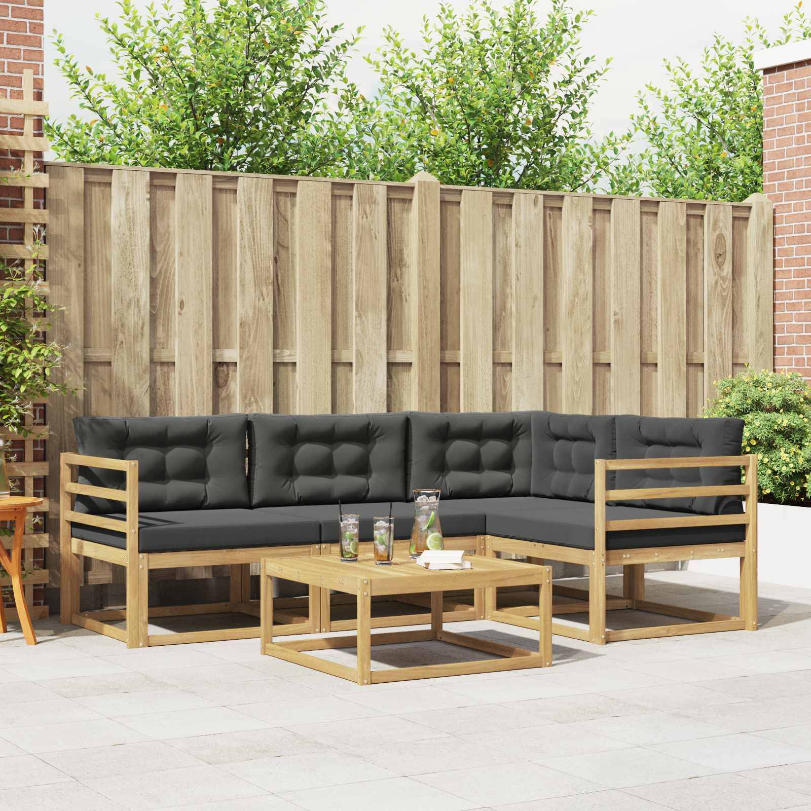 vidaXL Outdoor-Sofagarnitur 5 pcs Weiß und Anthrazit 79 x 79 x 37 cm