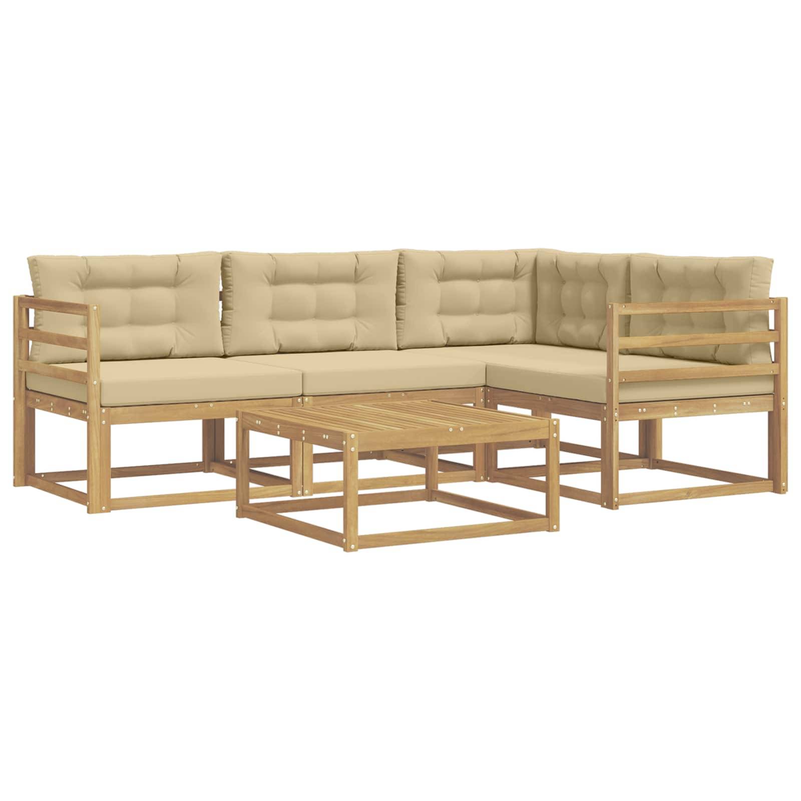 vidaXL Outdoor-Sofagarnitur 5 pcs Weiß und Beige 79 x 79 x 37 cm