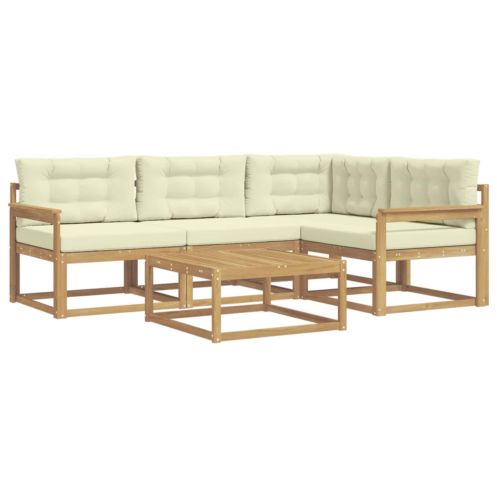 vidaXL Outdoor-Sofagarnitur 5 pcs Weiß und Creme 79 x 79 x 37 cm