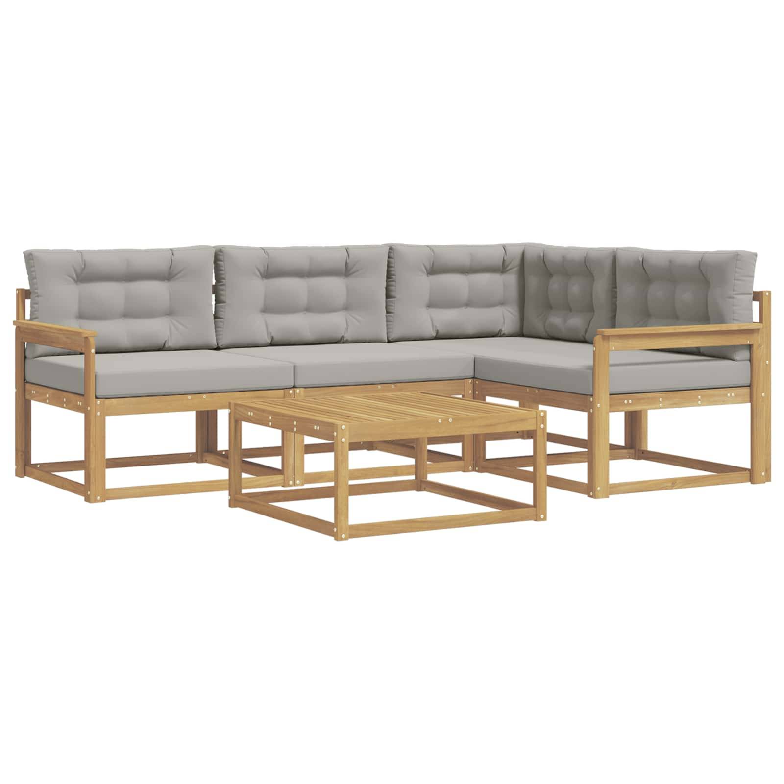 vidaXL Outdoor-Sofagarnitur 5 pcs Weiß und Hellgrau 79 x 79 x 37 cm