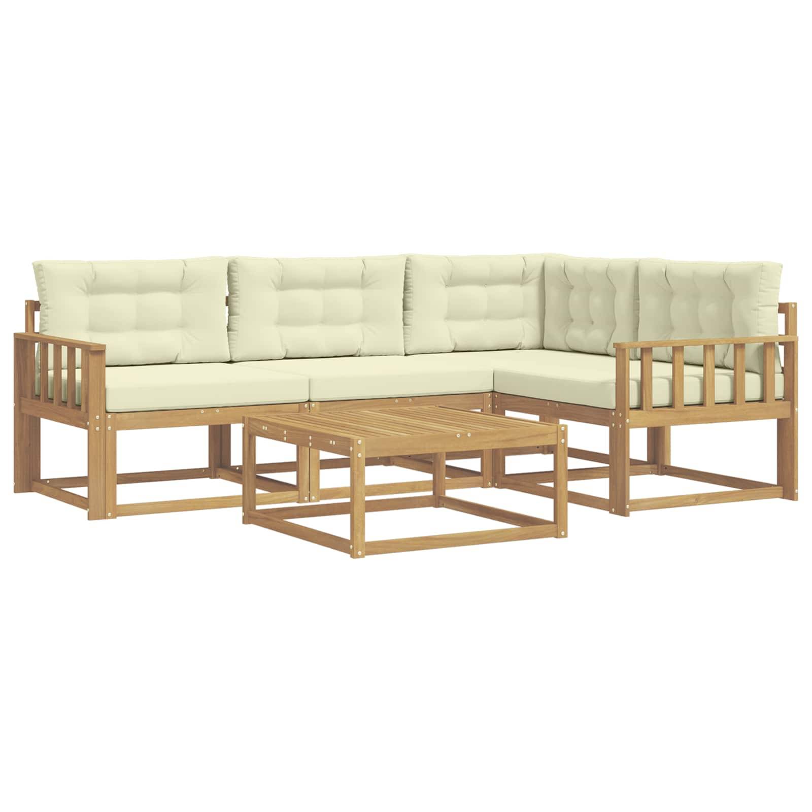 vidaXL Outdoor-Sofagarnitur 5 pcs Weiß und Creme 79 x 79 x 37 cm