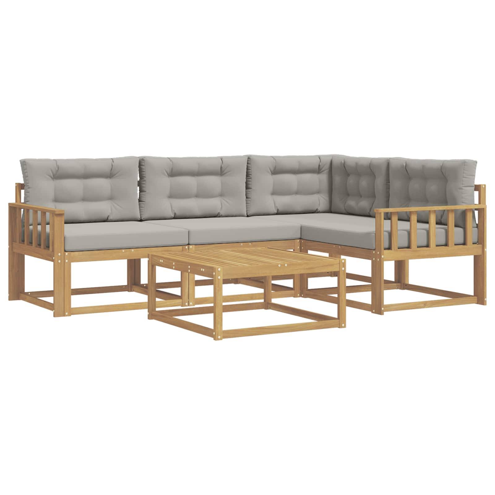 vidaXL Outdoor-Sofagarnitur 5 pcs Weiß und Hellgrau 79 x 79 x 37 cm