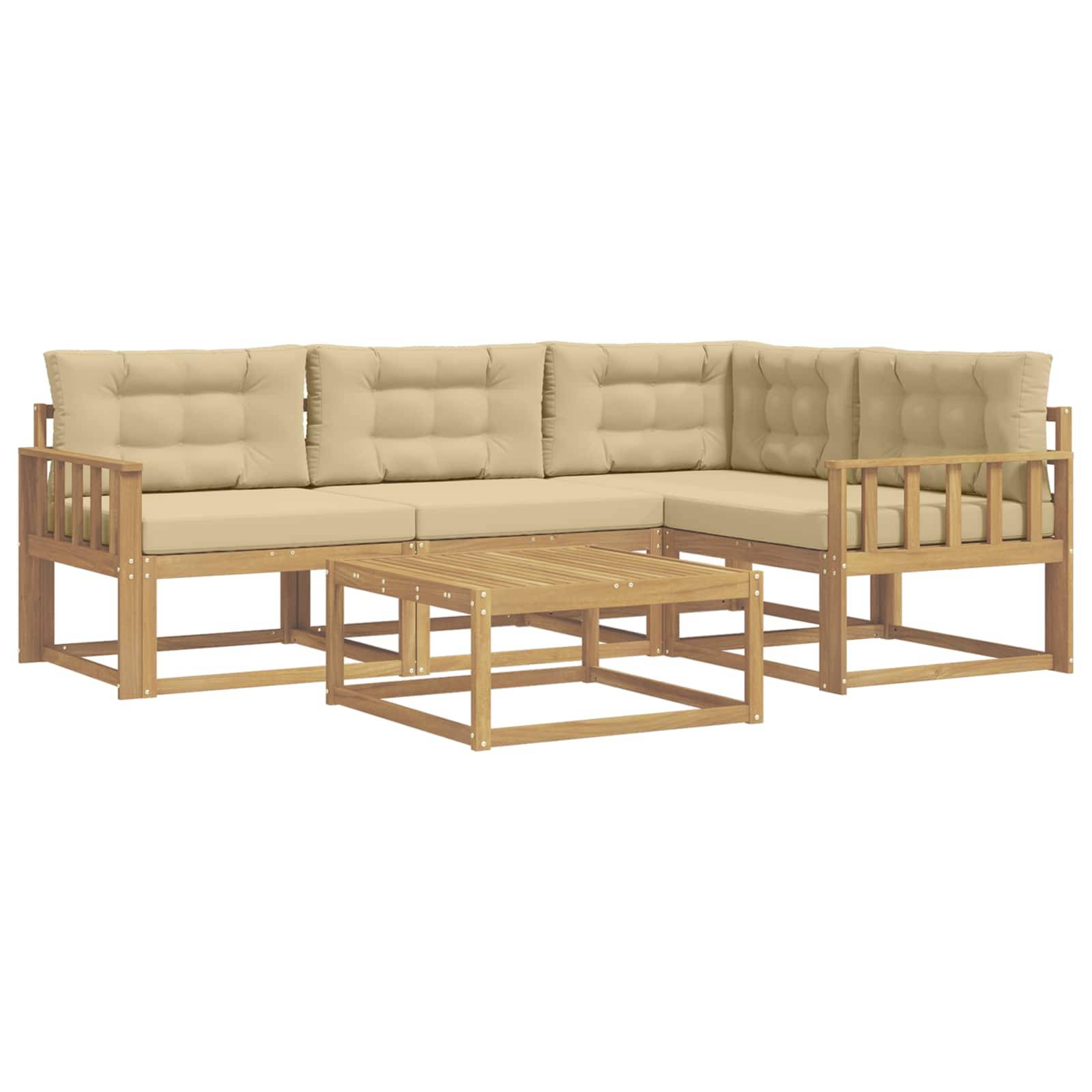 vidaXL Outdoor-Sofagarnitur 5 pcs Weiß und Beige 79 x 79 x 37 cm