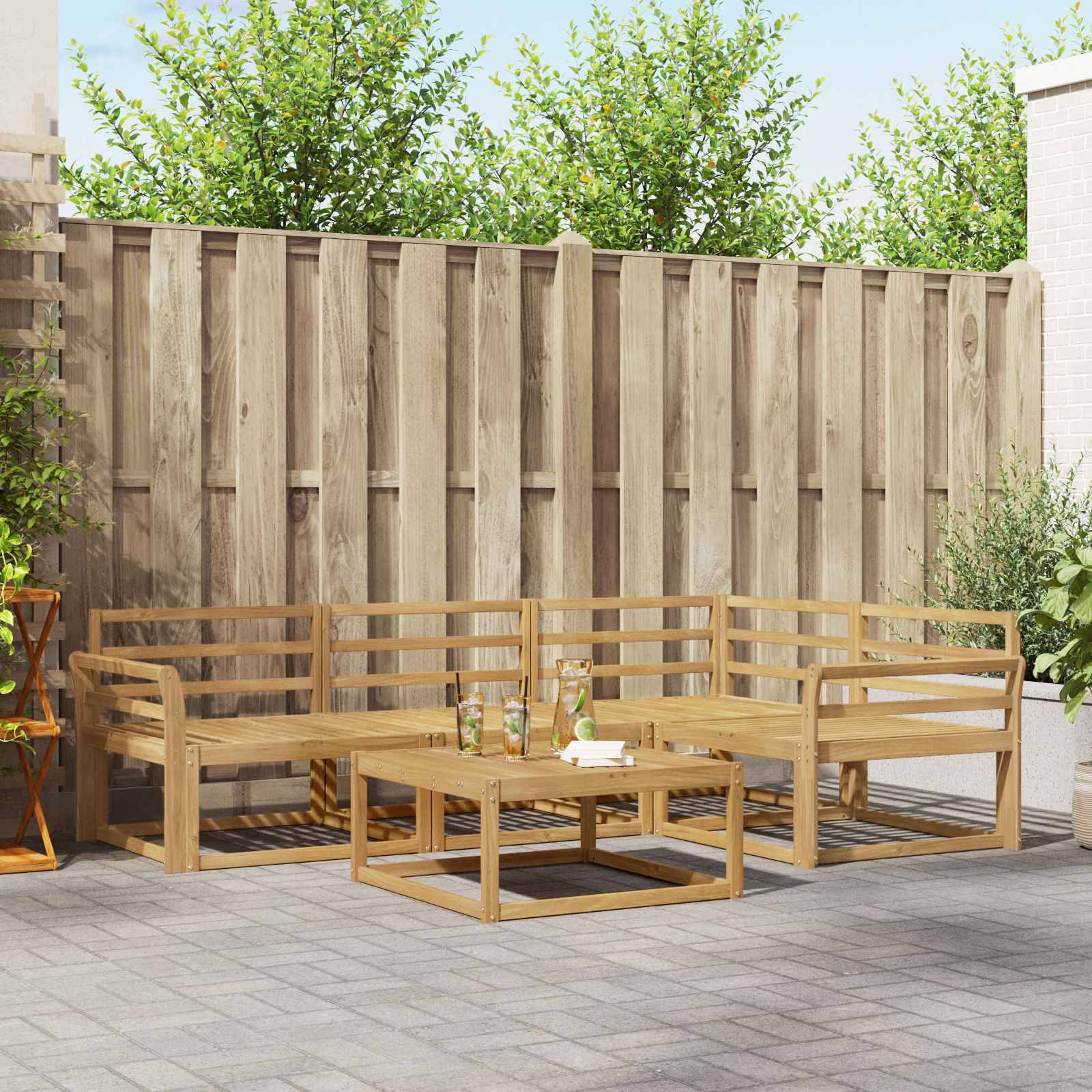 vidaXL Outdoor-Sofagarnitur 5 pcs Weiß 79 x 79 x 37 cm