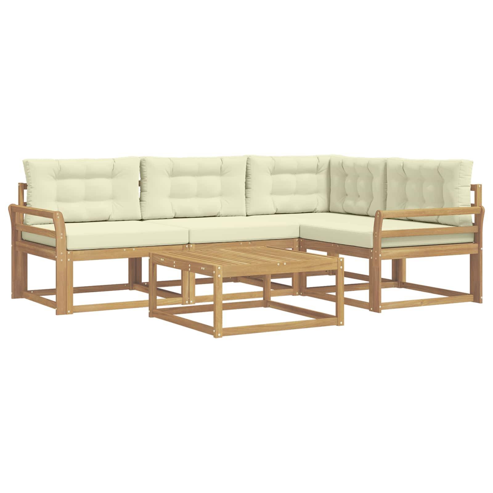 vidaXL Outdoor-Sofagarnitur 5 pcs Weiß und Creme 79 x 79 x 37 cm