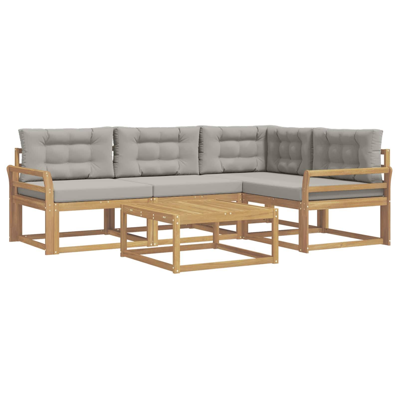 vidaXL Outdoor-Sofagarnitur 5 pcs Weiß und Hellgrau 79 x 79 x 37 cm