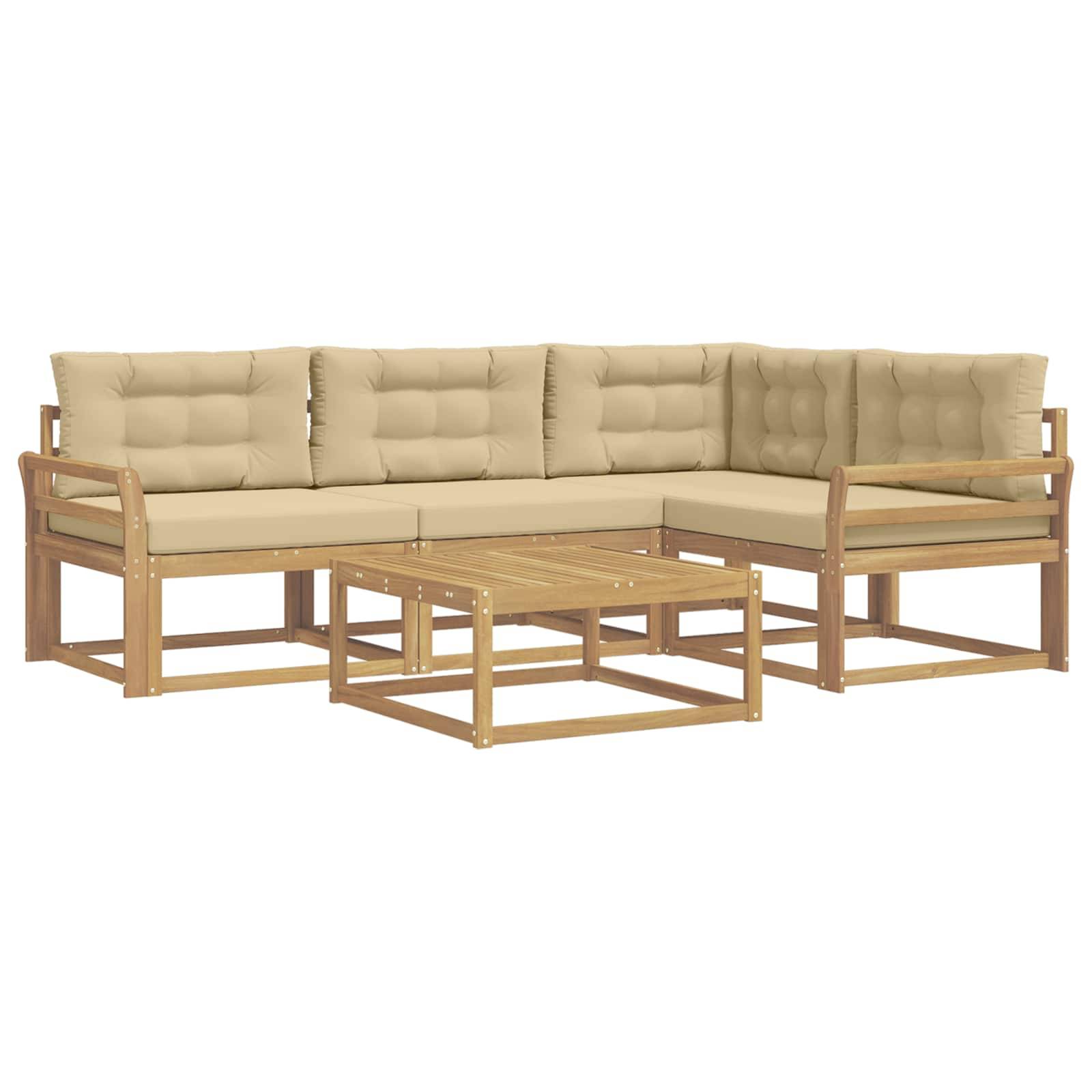 vidaXL Outdoor-Sofagarnitur 5 pcs Weiß und Beige 79 x 79 x 37 cm