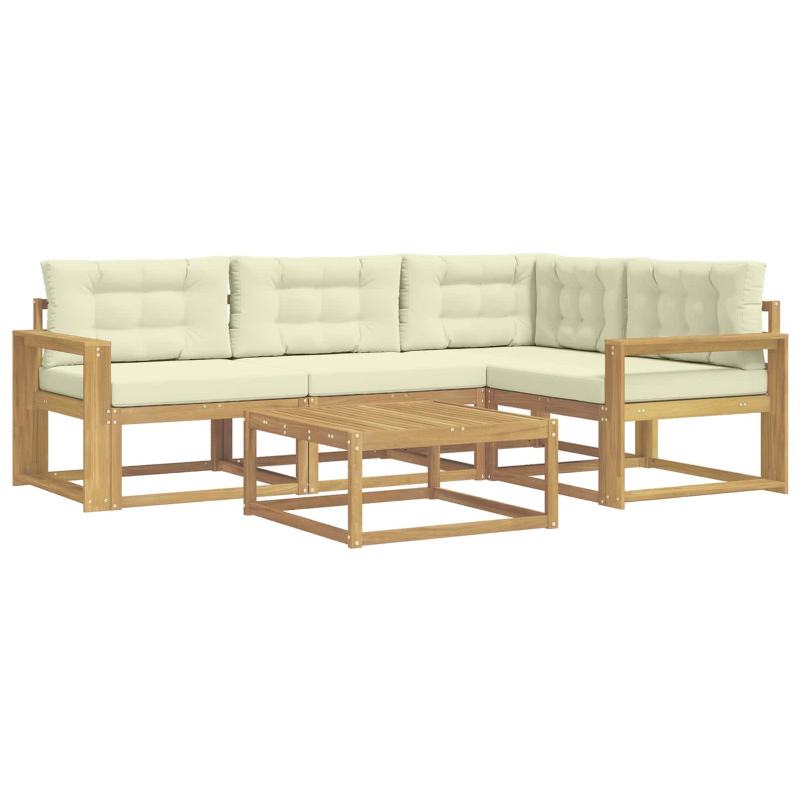 vidaXL Outdoor-Sofagarnitur 5 pcs Weiß und Creme 79 x 79 x 37 cm