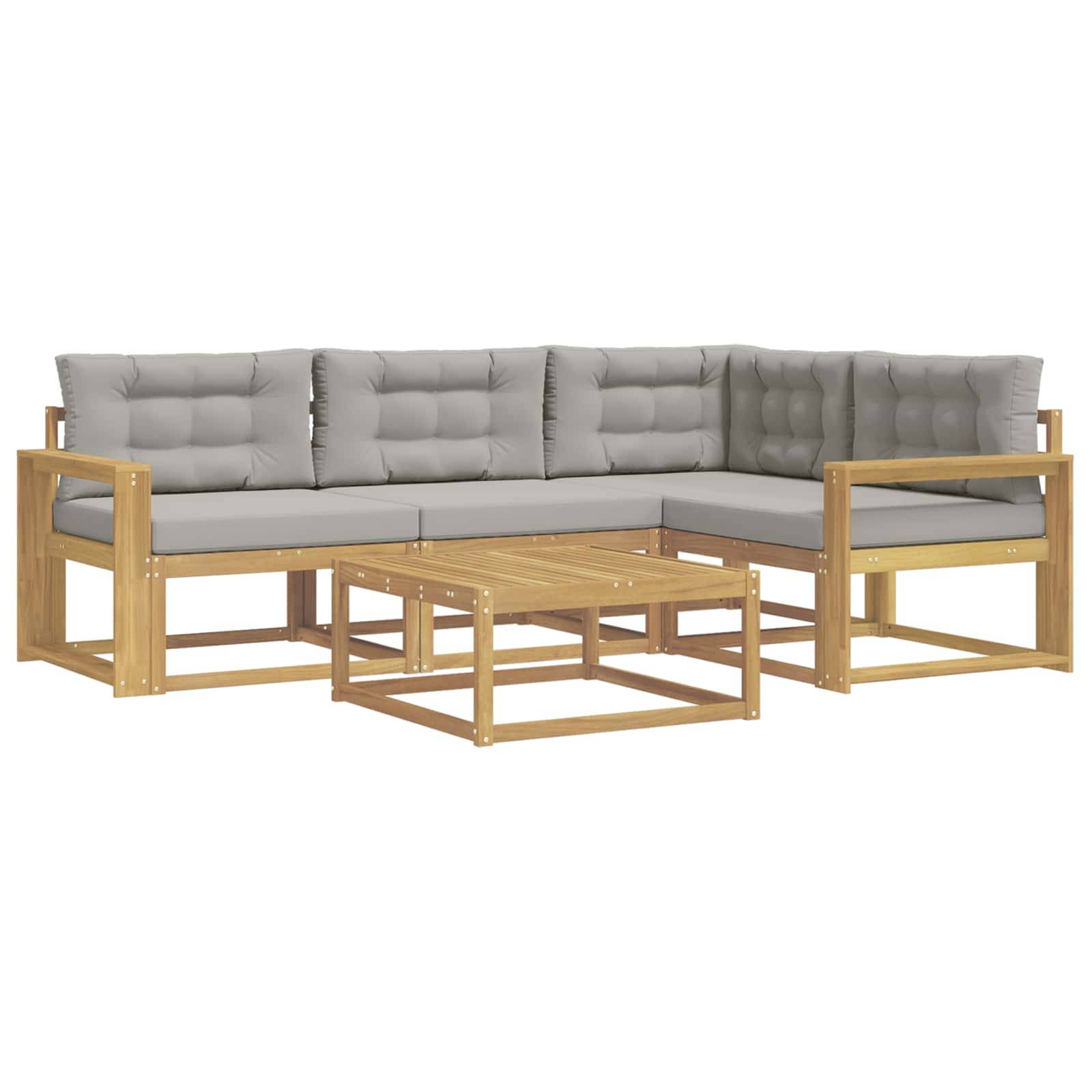vidaXL Outdoor-Sofagarnitur 5 pcs Weiß und Hellgrau 79 x 79 x 37 cm