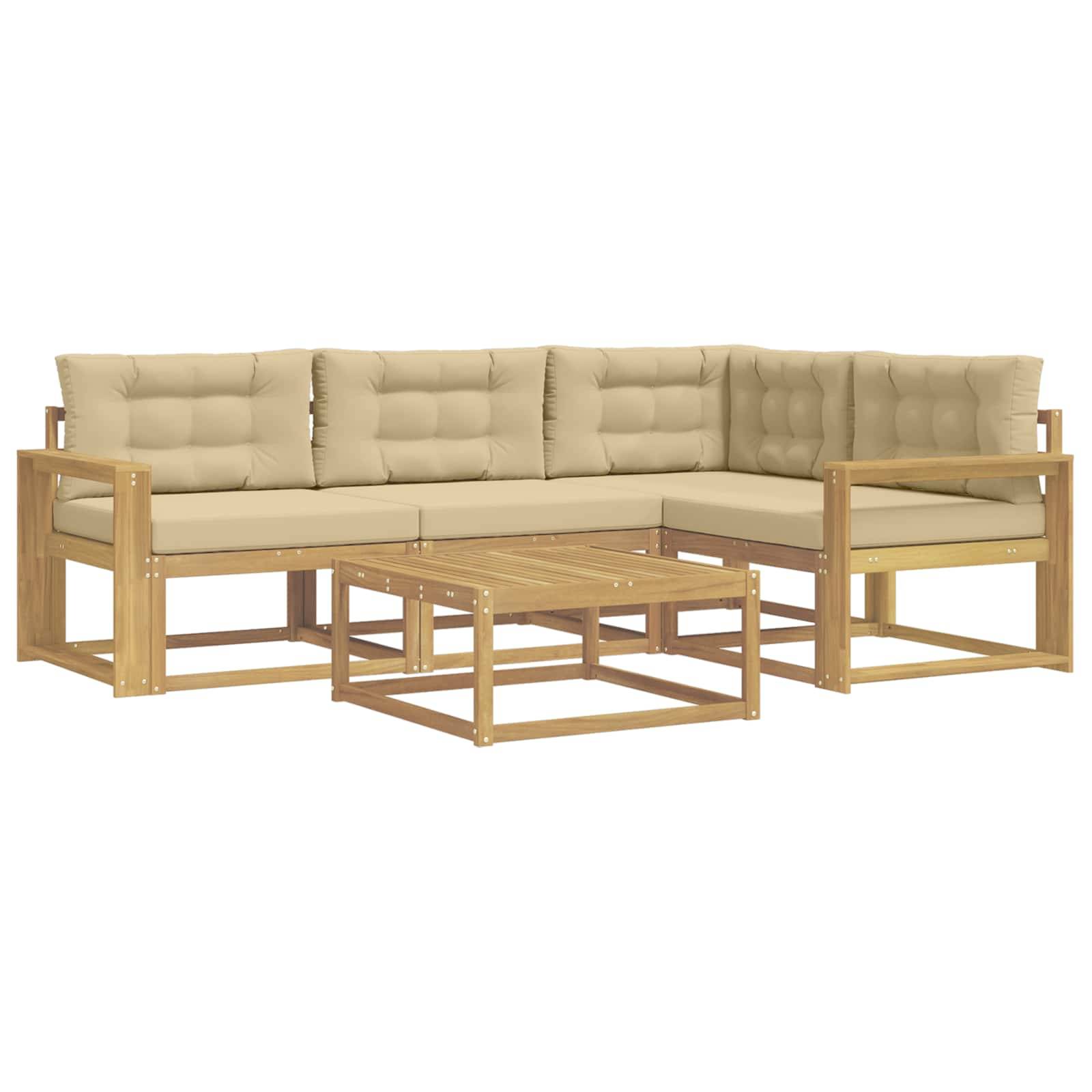 vidaXL Outdoor-Sofagarnitur 5 pcs Weiß und Beige 79 x 79 x 37 cm