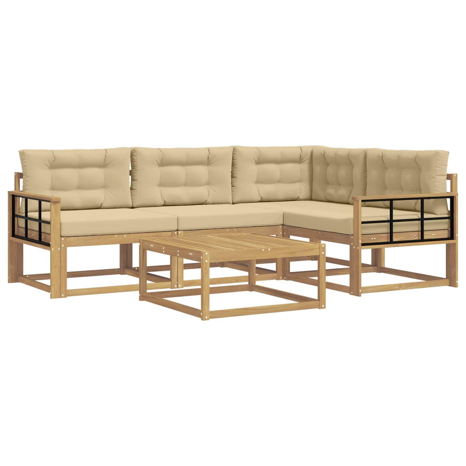 vidaXL Outdoor-Sofagarnitur 5 pcs Weiß und Beige 79 x 79 x 37 cm