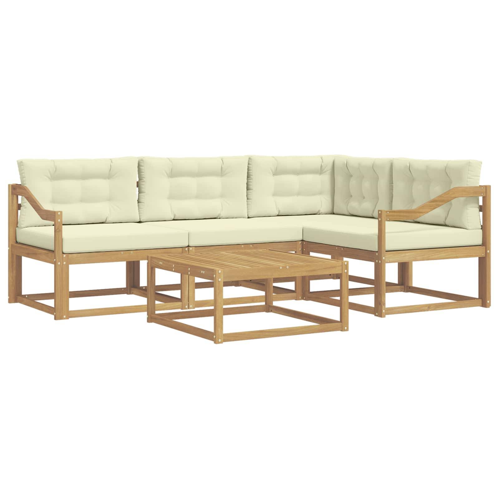 vidaXL Outdoor-Sofagarnitur 5 pcs Weiß und Creme 79 x 79 x 37 cm