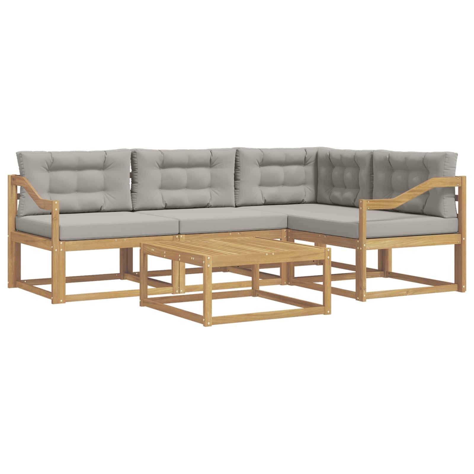 vidaXL Outdoor-Sofagarnitur 5 pcs Weiß und Hellgrau 79 x 79 x 37 cm